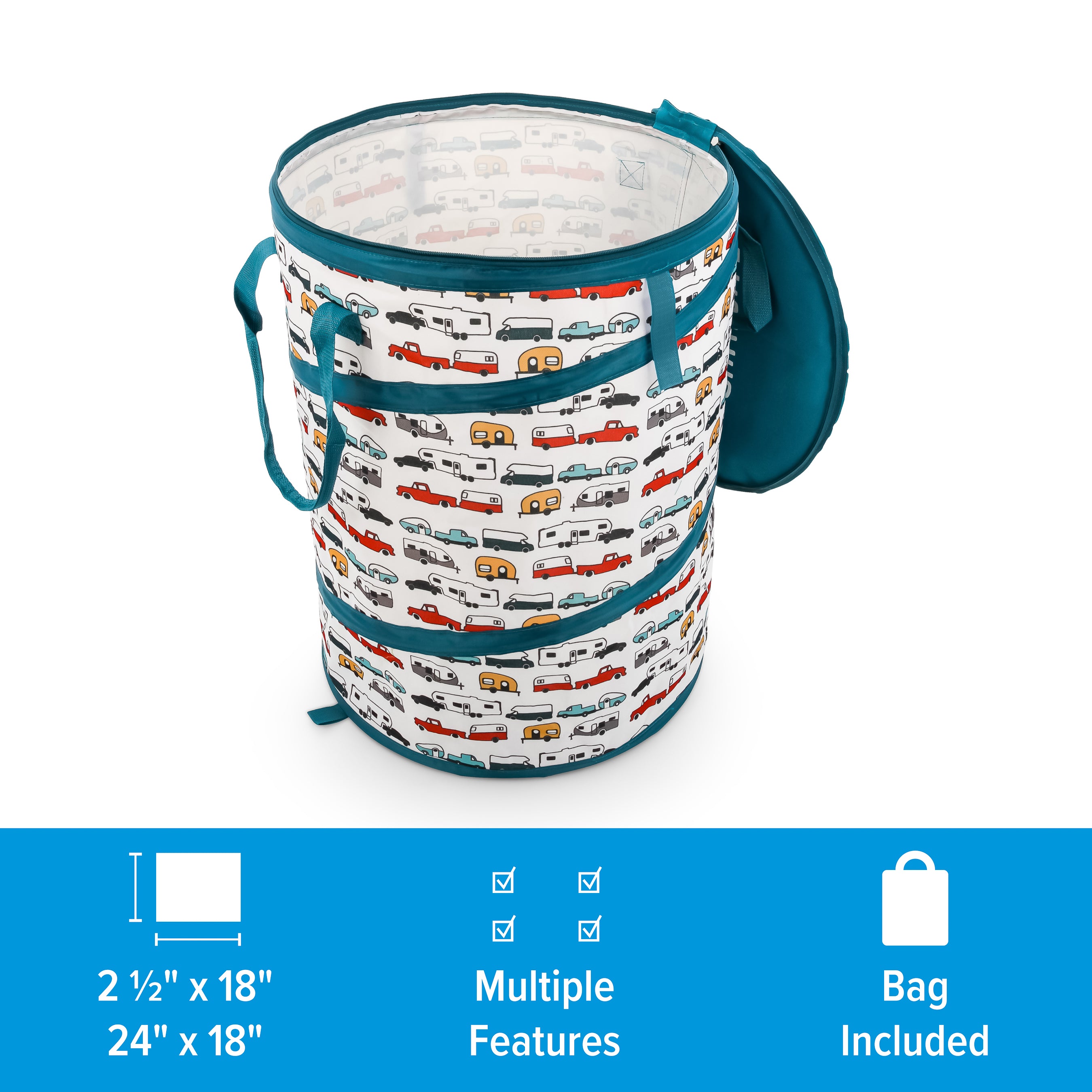 Camco Pop-Up Utility Container, Portable Multi-Purpose Trash Bin, 30 Gallon