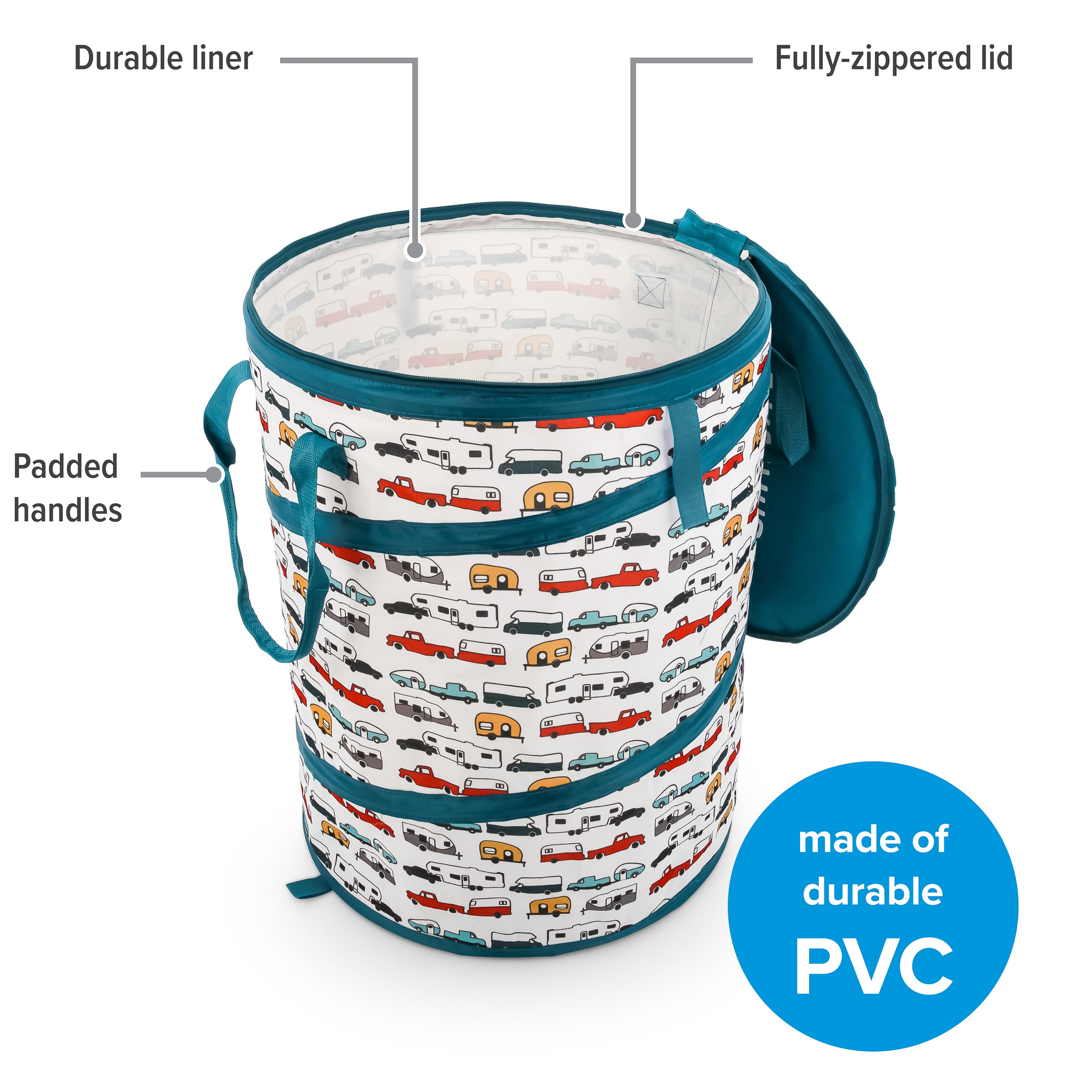 Camco Pop-Up Utility Container, Portable Multi-Purpose Trash Bin, 30 Gallon