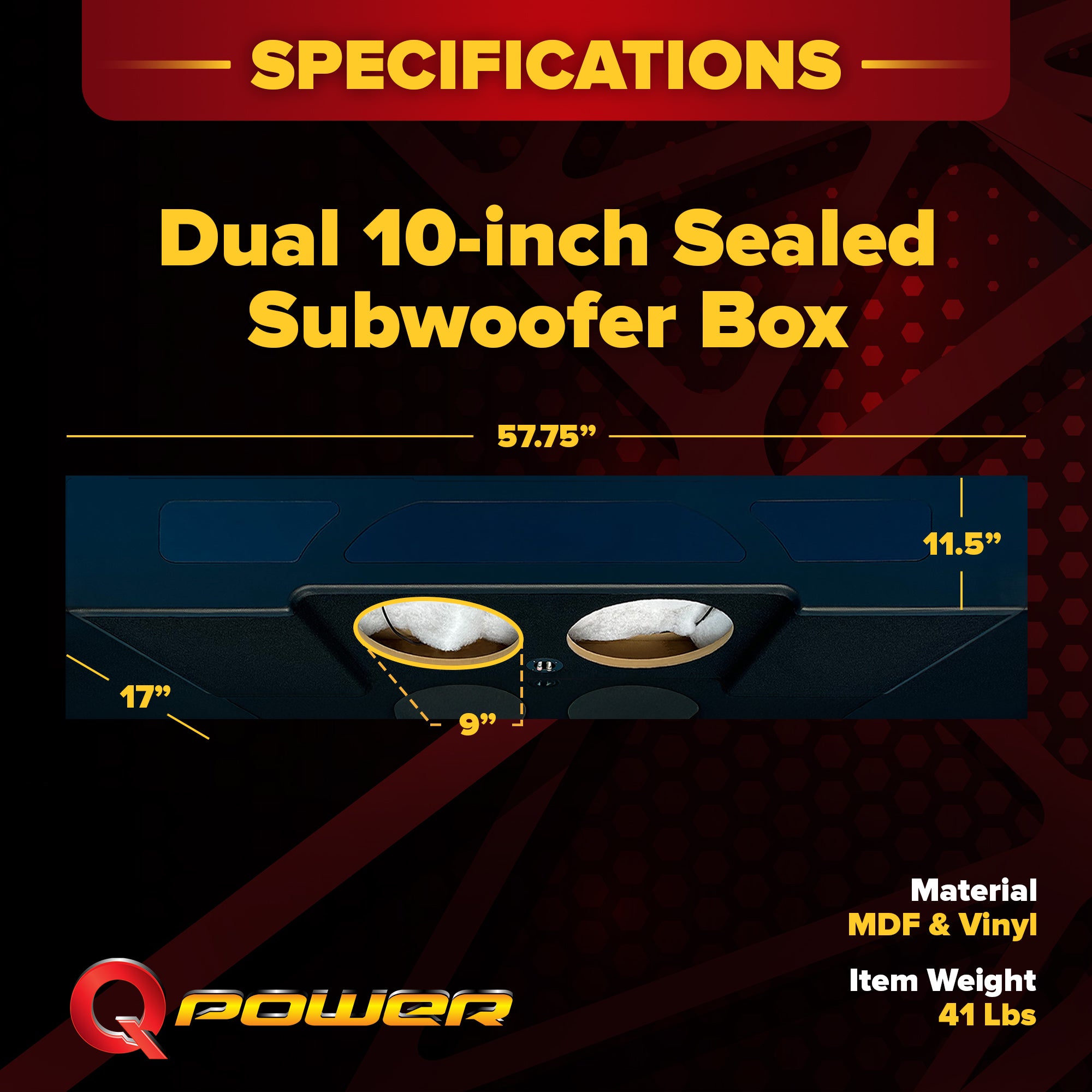 QPower QLuxe Dual 10" Sealed Subwoofer Box for Ford F150 & F250/F350 Super Crew