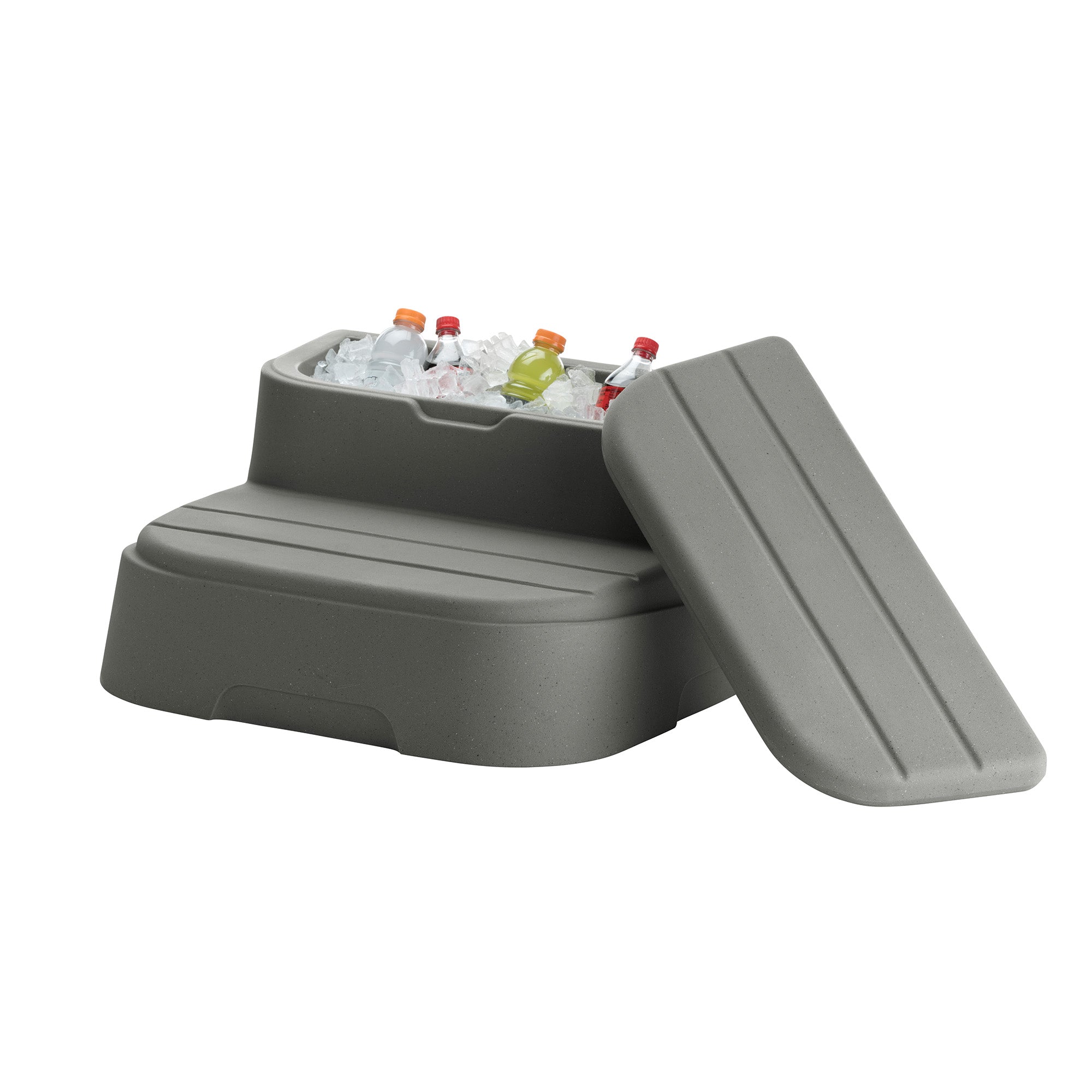 LifeSmart 5 Person Square Hot Tub Spa with Black Cover & Molded Spa Step, Sand