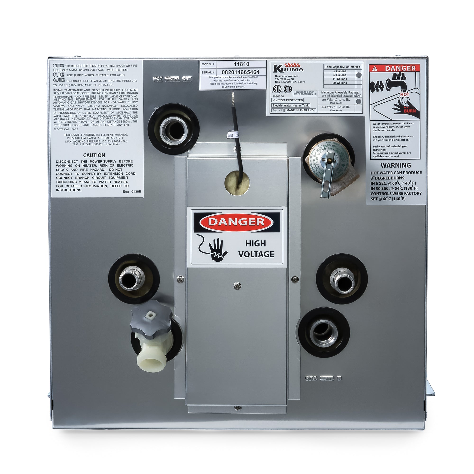Kuuma 11810 6-Gallon Water Heater, Reliable Marine Hot Water System, 120V, Gray - VMInnovations
