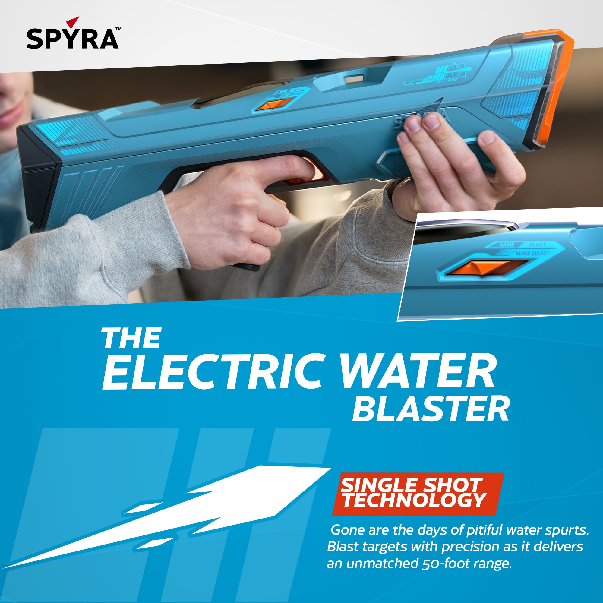 SPYRA Electric Water Blaster Outdoor Squirt Gun for Pool Games, SpyraFour (Used) - VMInnovations