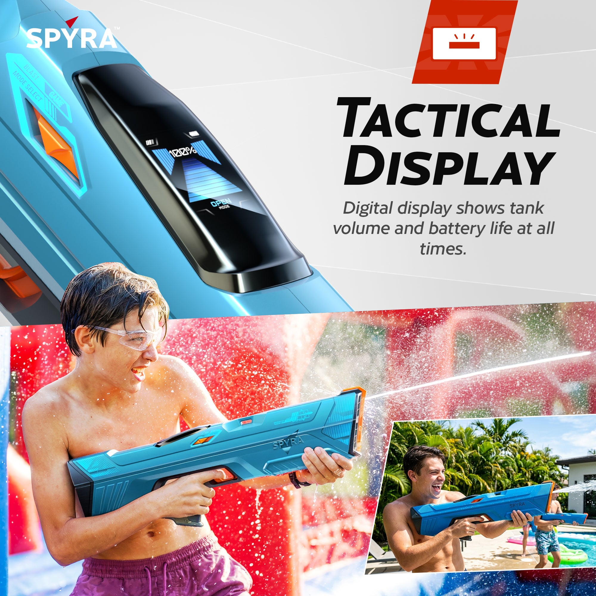 SPYRA Electric Water Blaster Outdoor Squirt Gun for Pool Games (Open Box) - VMInnovations