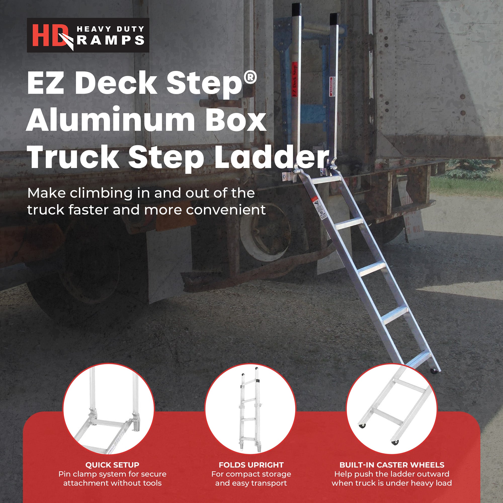 HD Ramps EZ Deck Step 60" Step Ladder for Box Trucks, 48" to 52" Deck Height - VMInnovations