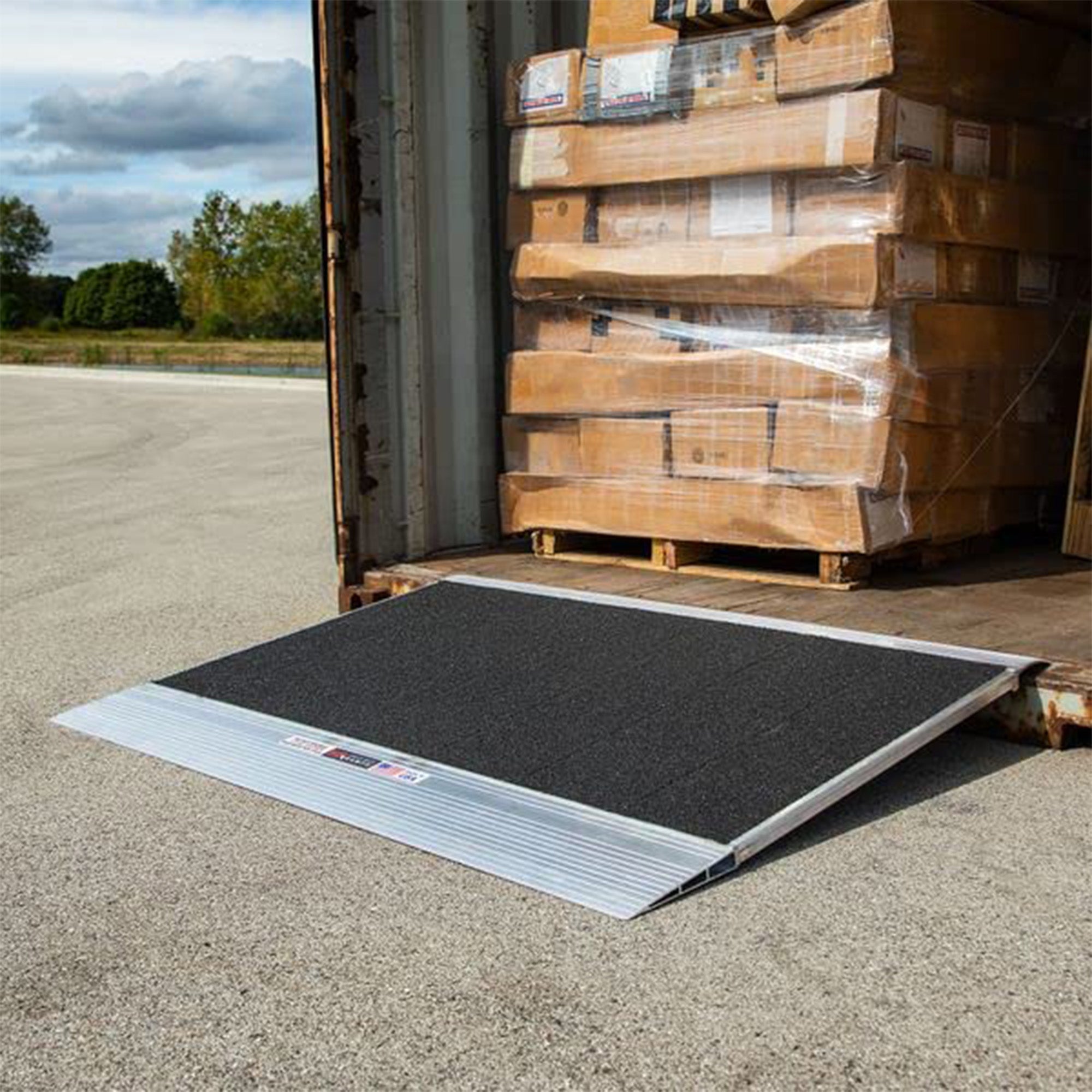 HD Ramps 60" x 63" Aluminum Container Ramp for 4.5" to 8" Lip, 12000 Lb Capacity - VMInnovations