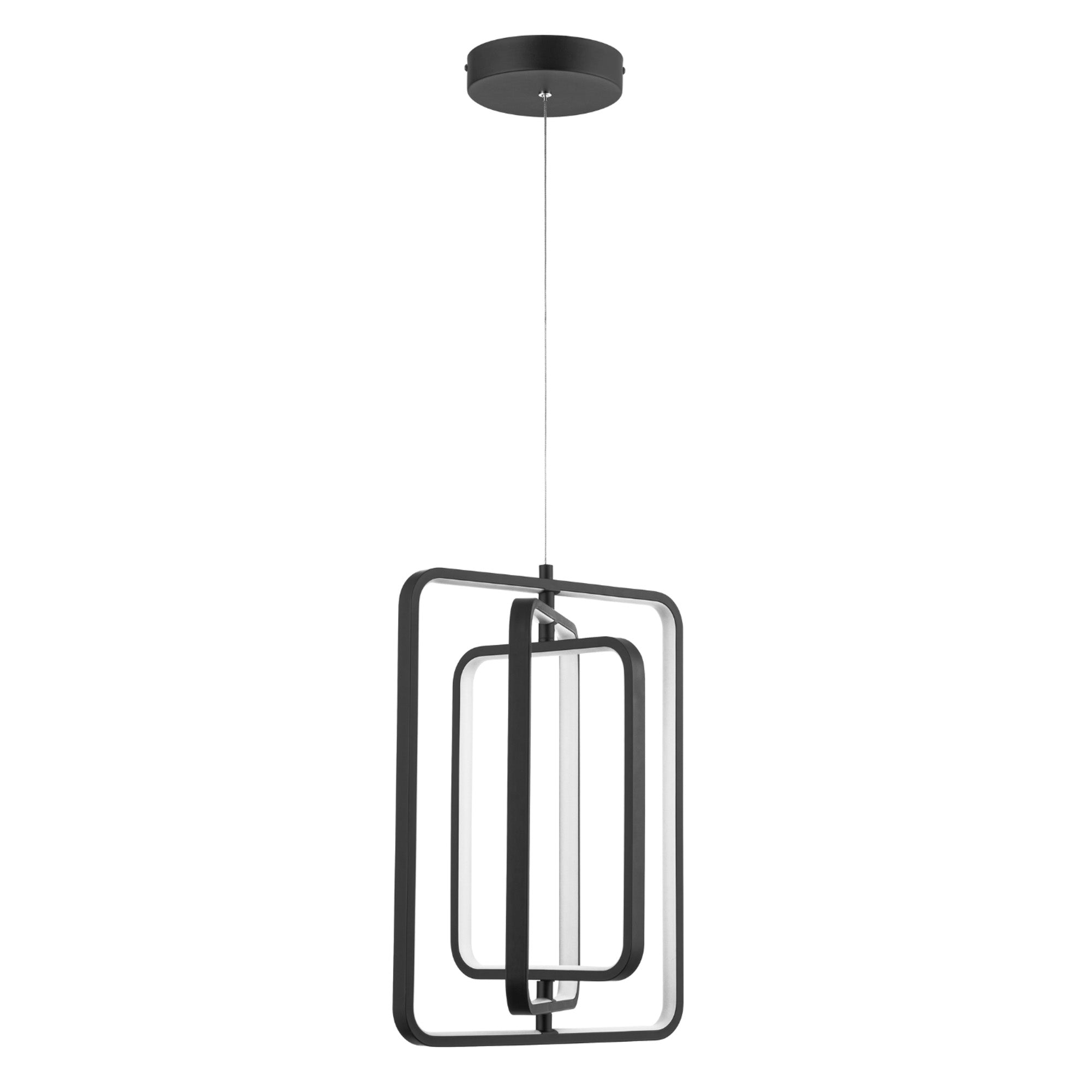 Portage Bay Contemporary Geometric LED Medium Hanging Pendant Light, Matte Black - VMInnovations