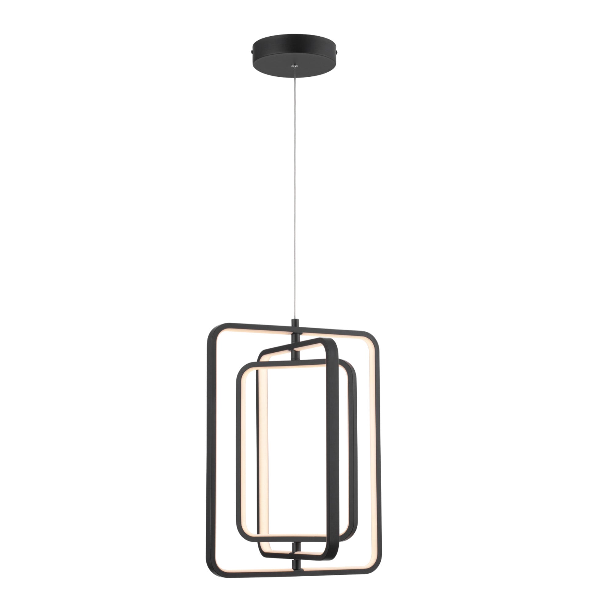 Portage Bay Contemporary Geometric LED Medium Hanging Pendant Light, Matte Black - VMInnovations