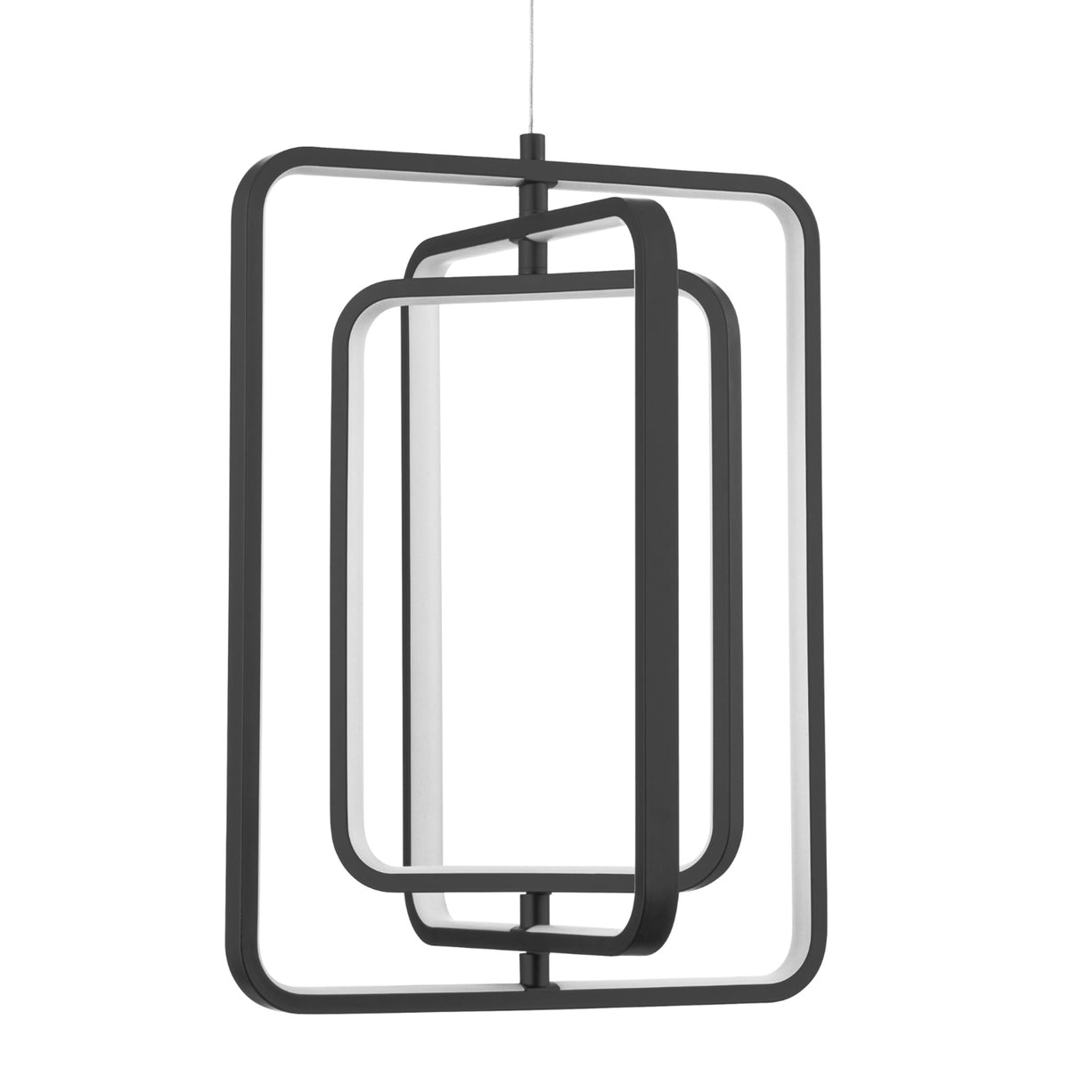 Portage Bay Contemporary Geometric LED Medium Hanging Pendant Light, Matte Black - VMInnovations