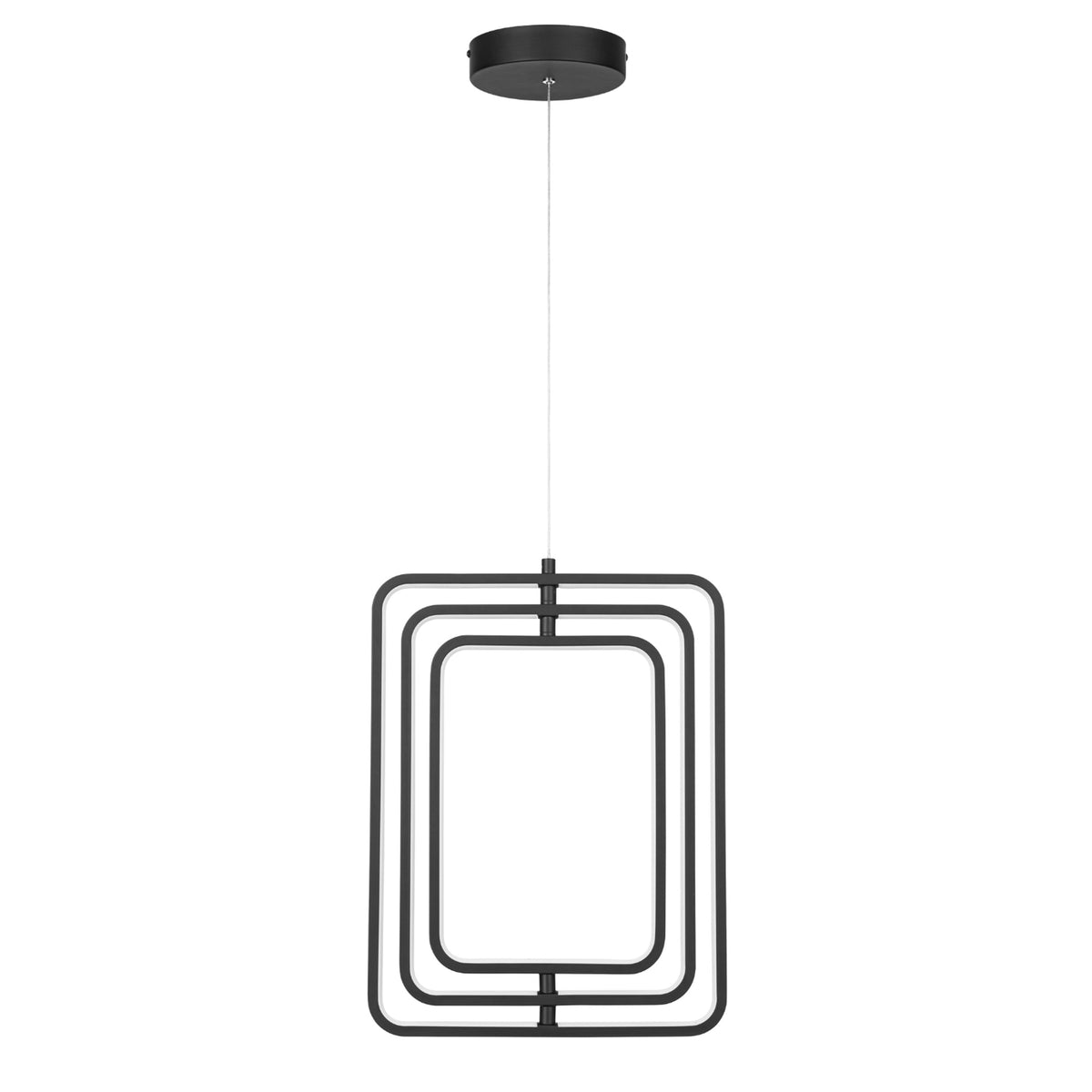 Portage Bay Contemporary Geometric LED Medium Hanging Pendant Light, Matte Black - VMInnovations