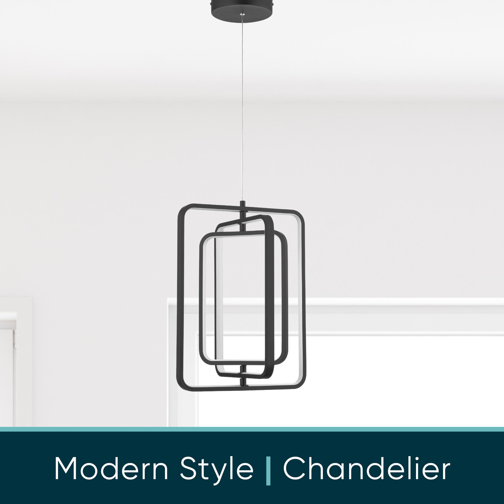 Portage Bay Contemporary Geometric LED Medium Hanging Pendant Light, Matte Black - VMInnovations