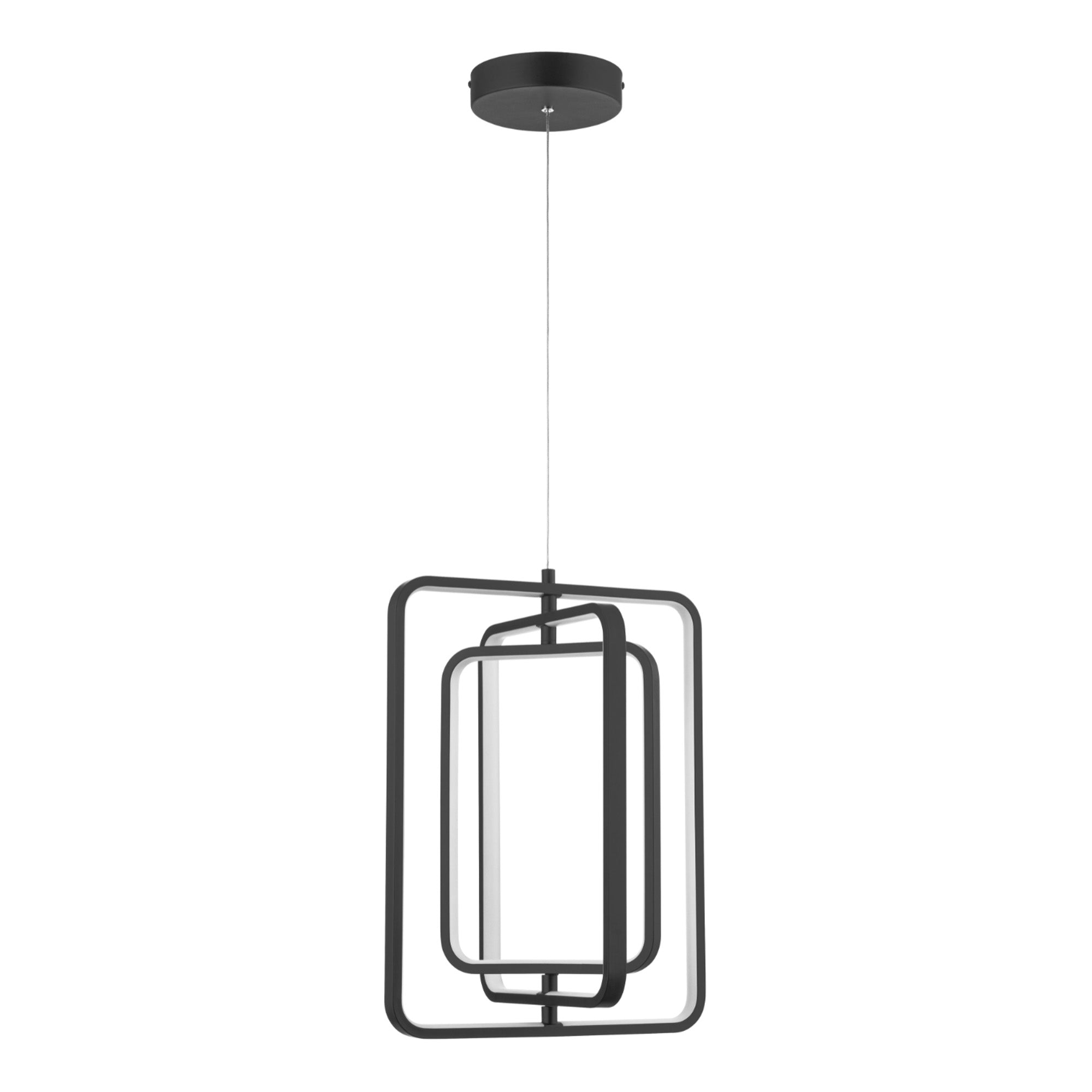 Portage Bay Contemporary Geometric LED Medium Hanging Pendant Light, Matte Black - VMInnovations