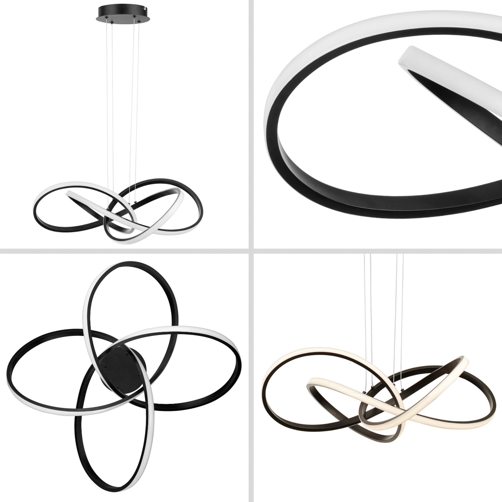 Portage Bay Contemporary Geometric LED Large Hanging Pendant Light, Matte Black - VMInnovations