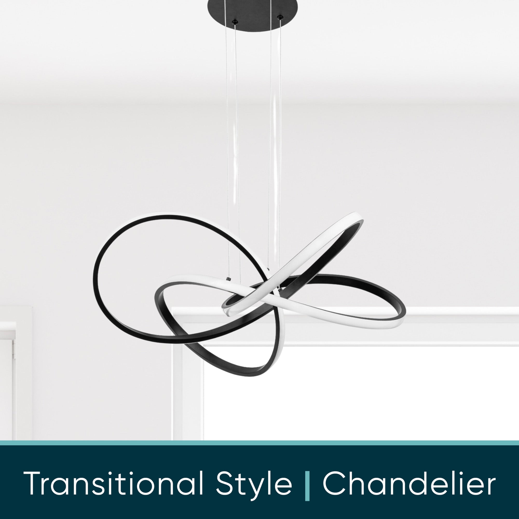 Portage Bay Contemporary Geometric LED Large Hanging Pendant Light, Matte Black - VMInnovations