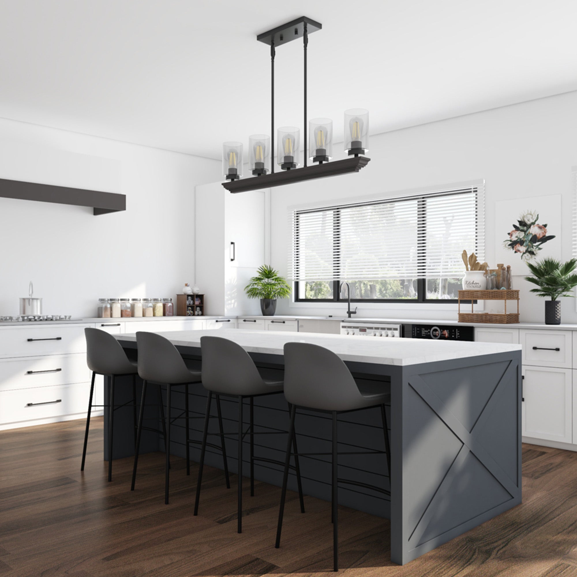 Portage Bay 5-Light Transitional Chandelier, Indoor Ceiling Light, Matte Black - VMInnovations