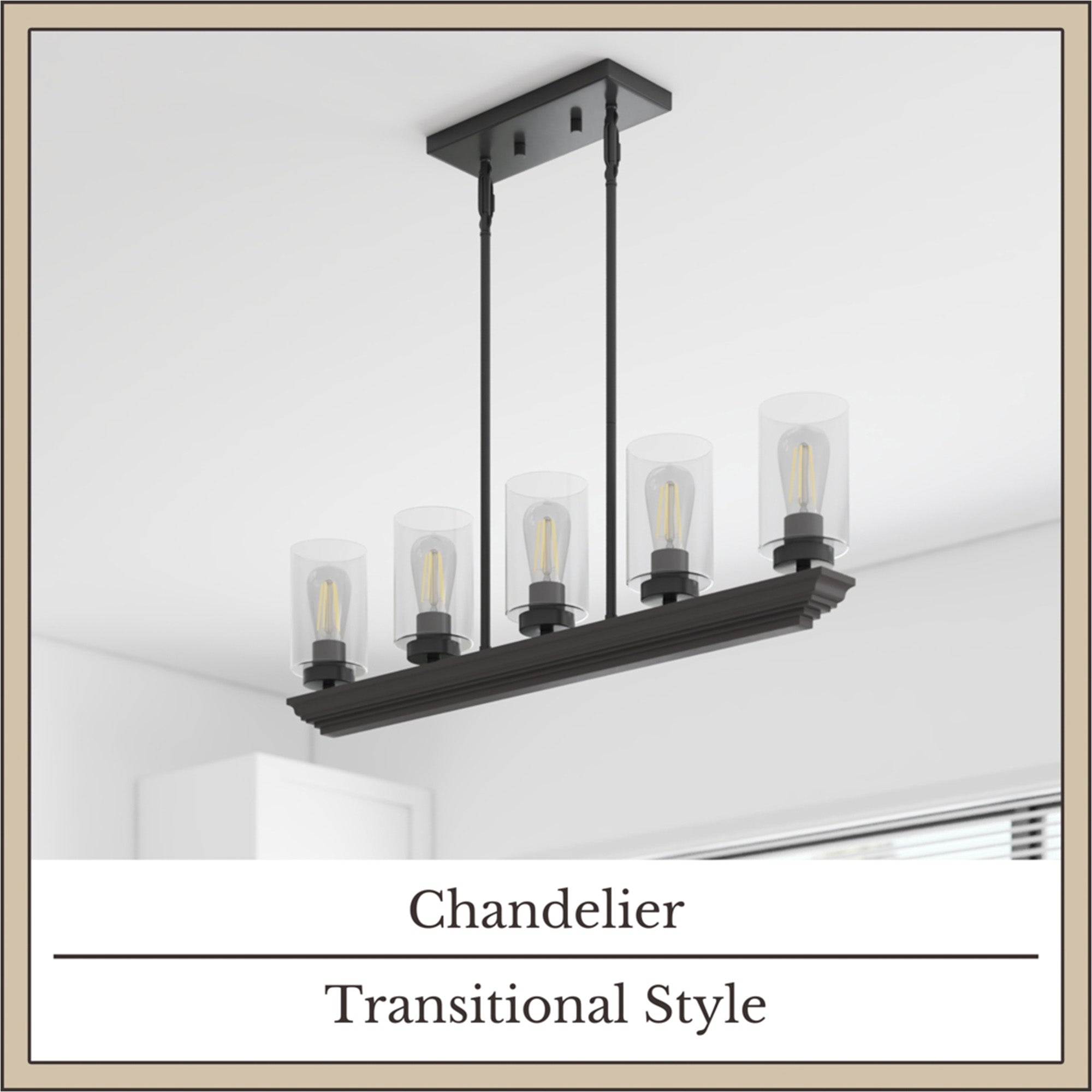 Portage Bay 5-Light Transitional Chandelier, Indoor Ceiling Light, Matte Black - VMInnovations