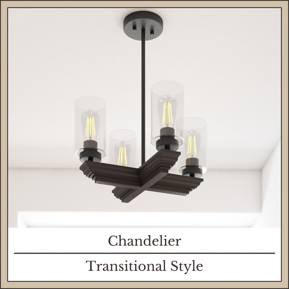Portage Bay 4-Light Transitional Chandelier, Indoor Ceiling Light, Matte Black - VMInnovations