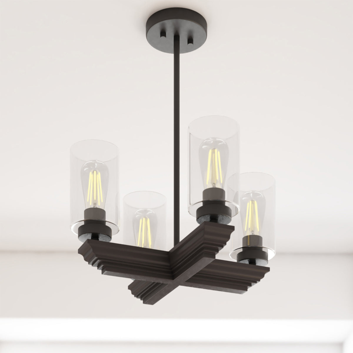 Portage Bay 4-Light Transitional Chandelier, Indoor Ceiling Light, Matte Black - VMInnovations