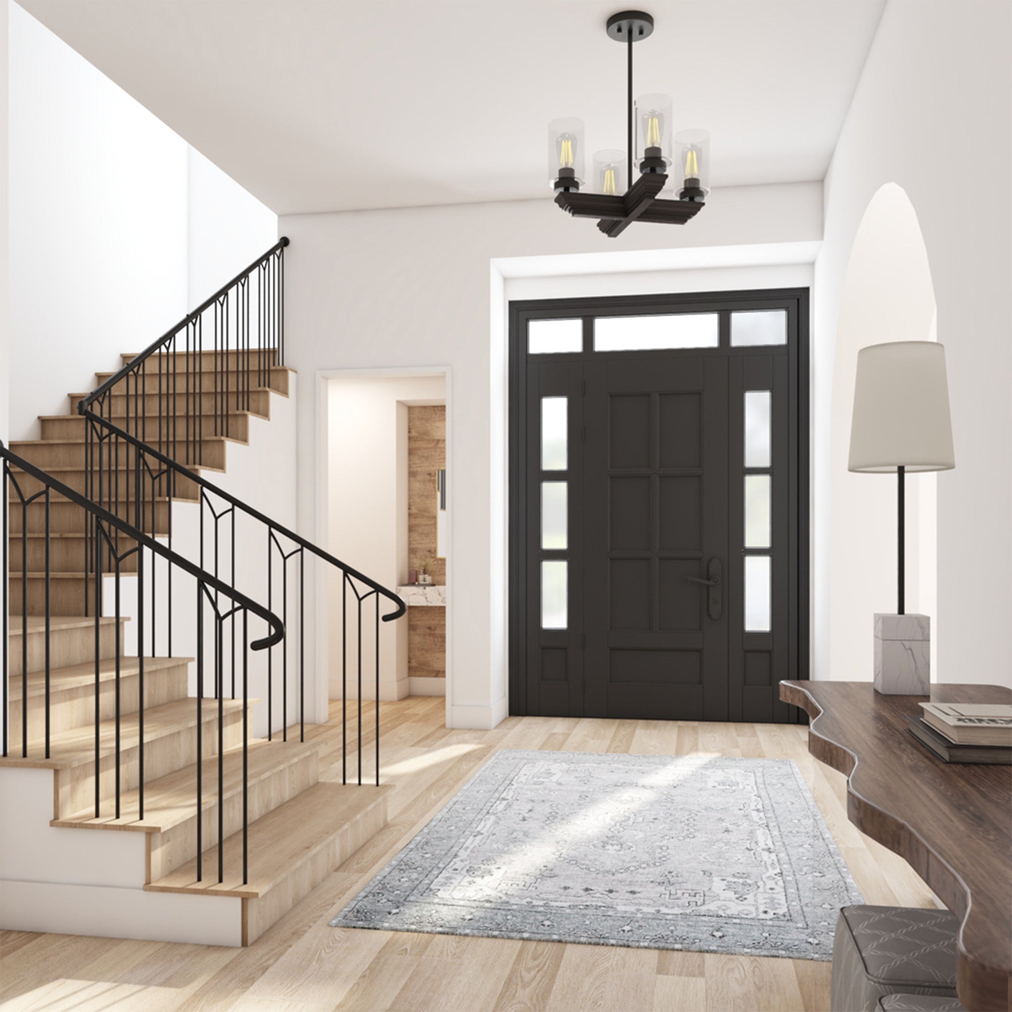 Portage Bay 4-Light Transitional Chandelier, Indoor Ceiling Light, Matte Black - VMInnovations