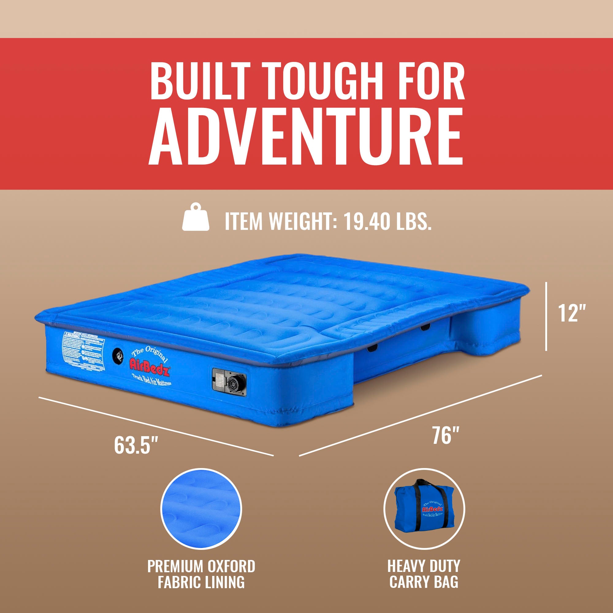 Pittman Outdoors Truck Bed Air Mattress with Pump for Standard Truck Beds, 6' (Open Box)