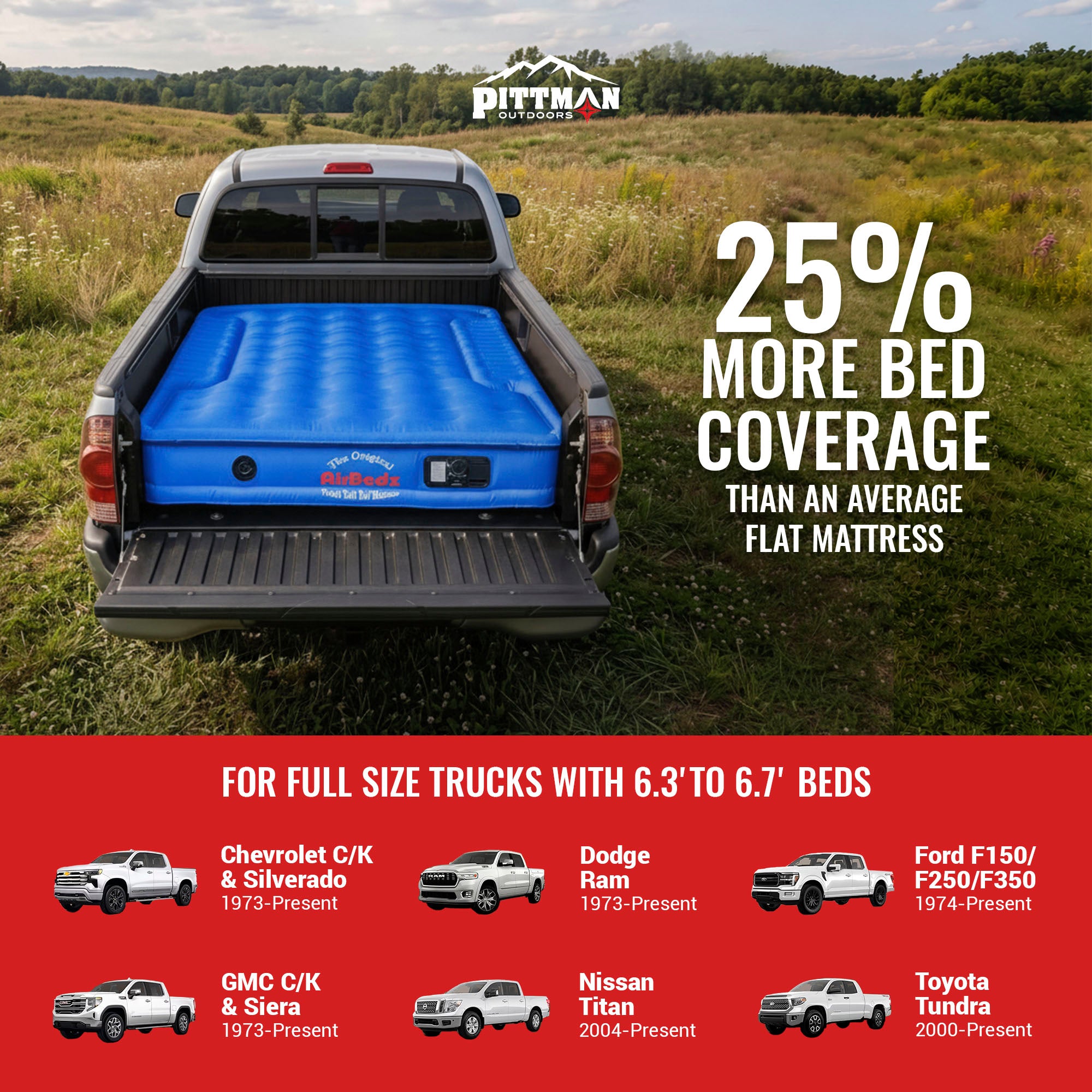 Pittman Outdoors Truck Bed Air Mattress W Pump for Standard Truck Beds(Open Box)