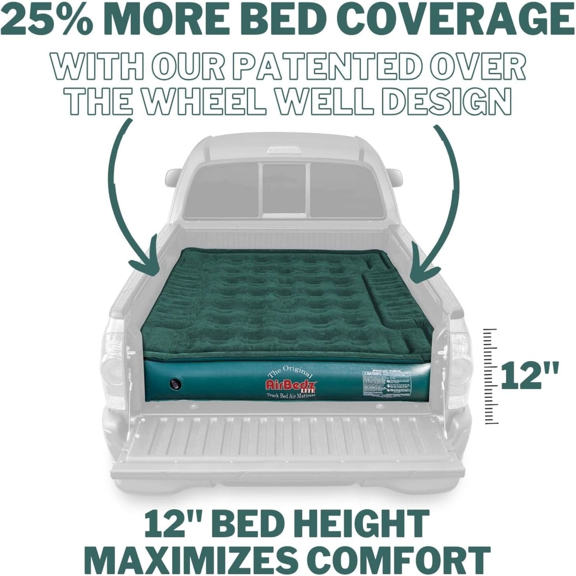 Pittman Outdoors Lightweight Truck Airbed & Pump for Mid-Size Standard Beds, 6' - VMInnovations