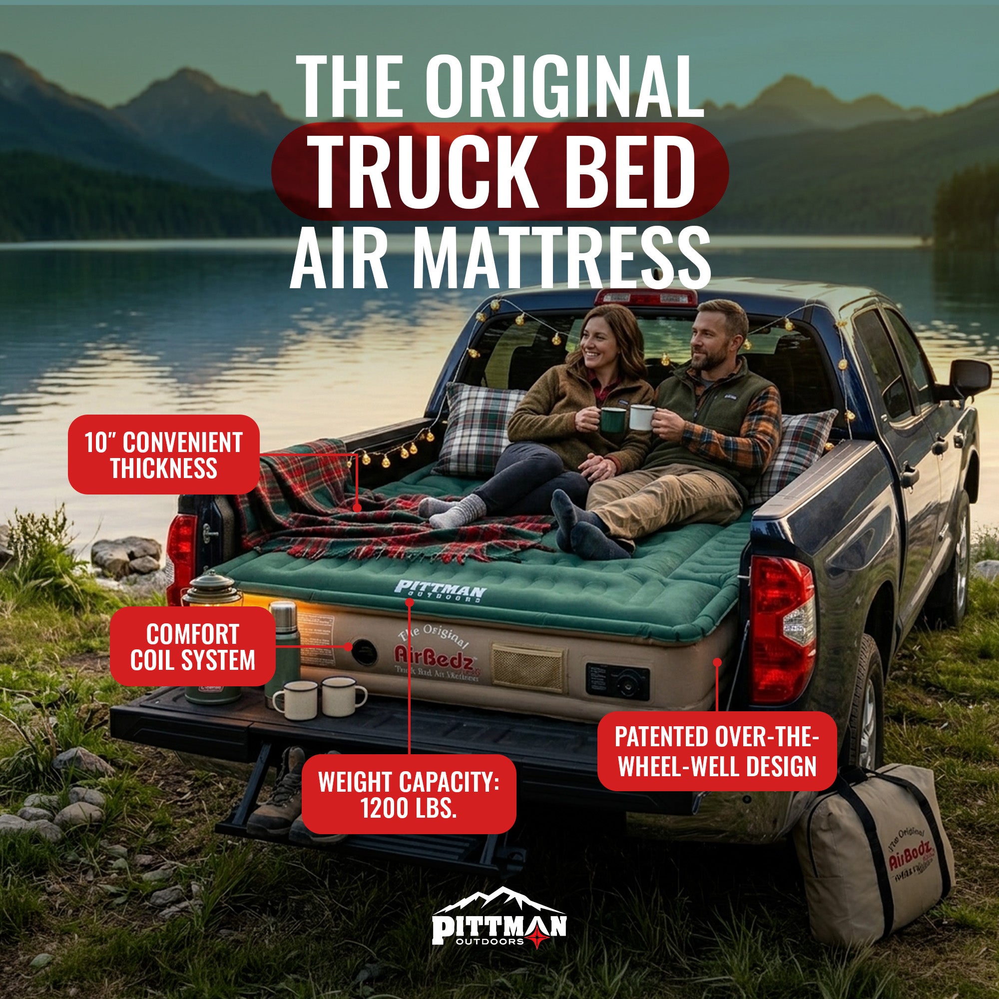 Pittman Outdoors Truck Bed Air Mattress w/Pump for Standard Truck Beds(Open Box)