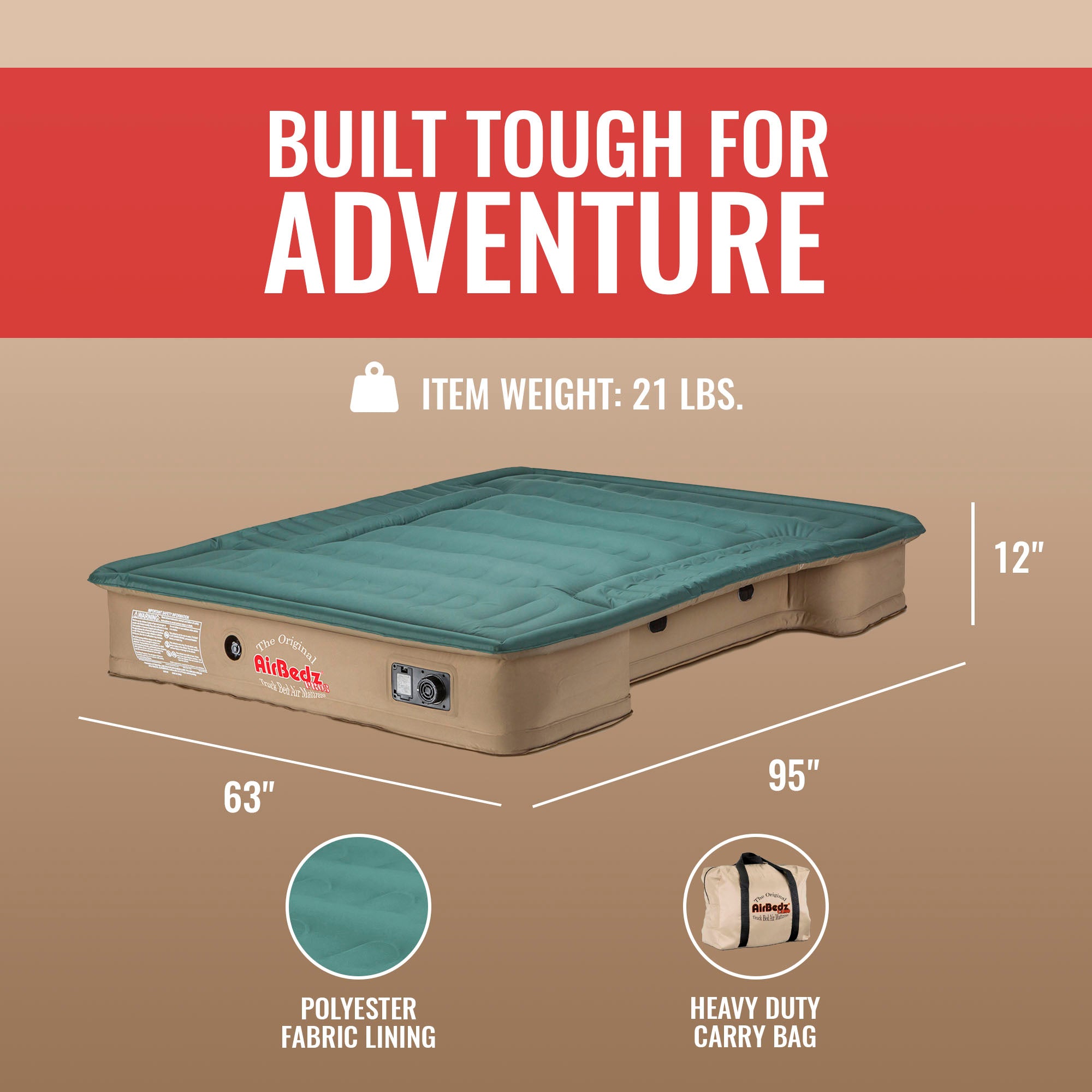 Pittman Outdoors Truck Bed Air Mattress w Pump for Long Truck Beds, (Open Box)
