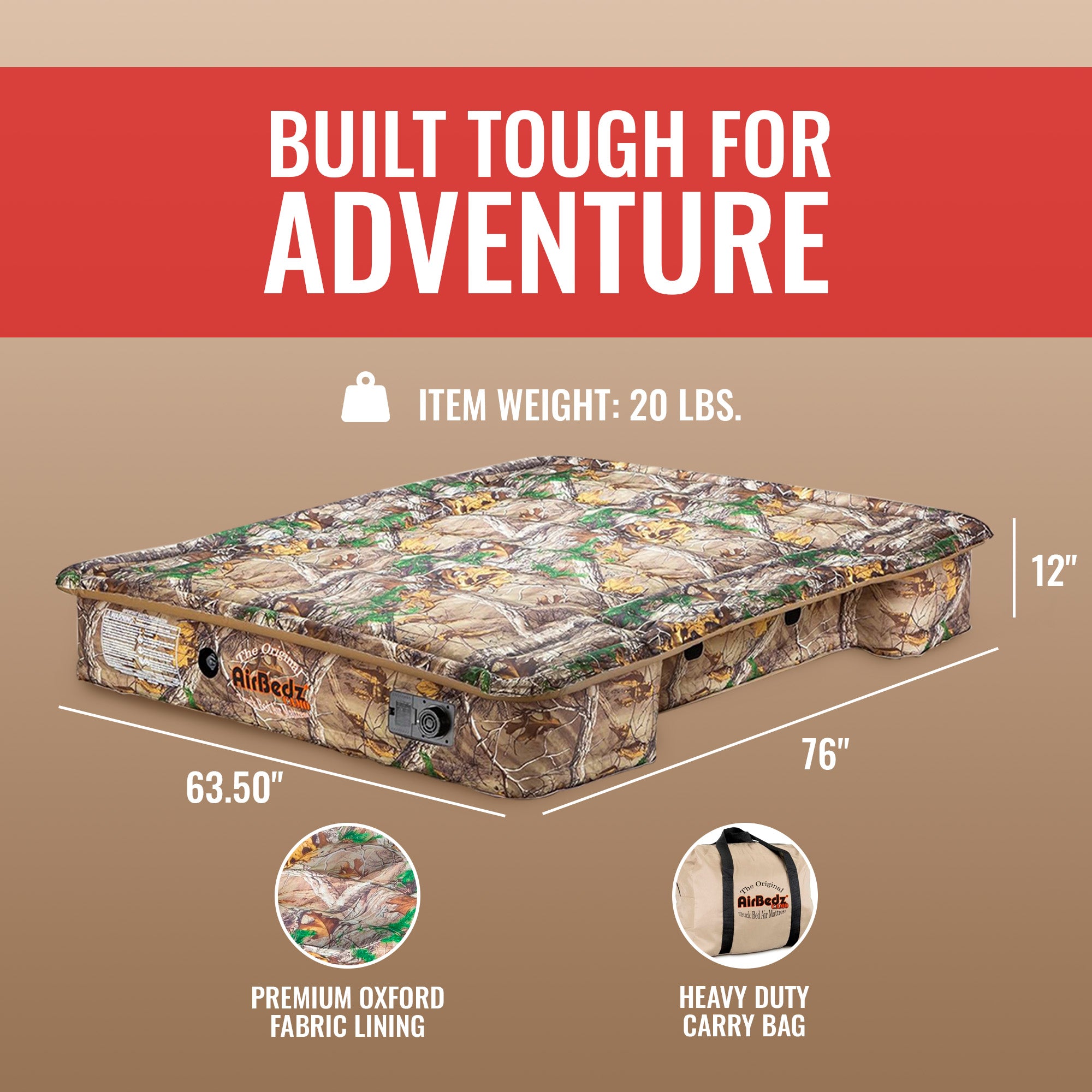 Pittman Outdoors Truck Bed Air Mattress with Pump for Standard Truck Beds, 6' - VMInnovations