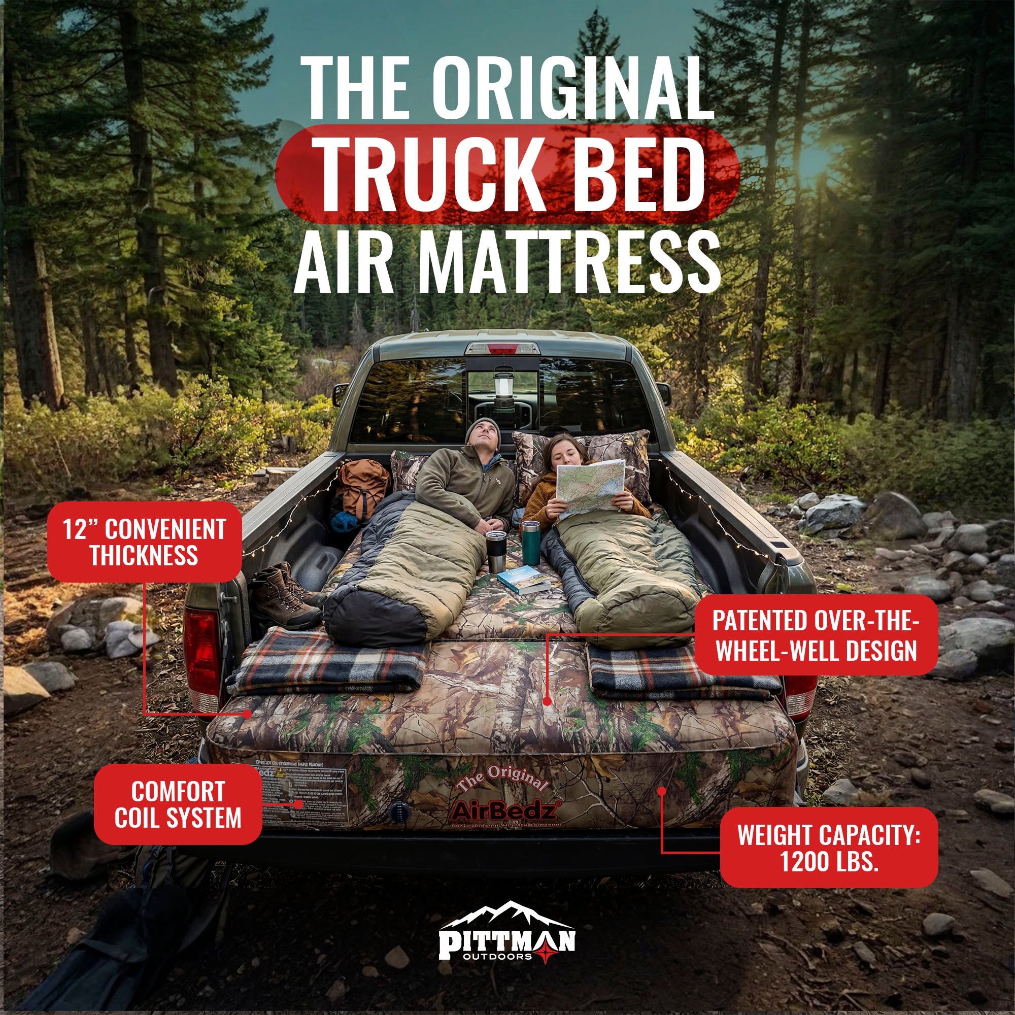 Pittman Outdoors Truck Bed Air Mattress w Pump for Short Truck (Open Box)
