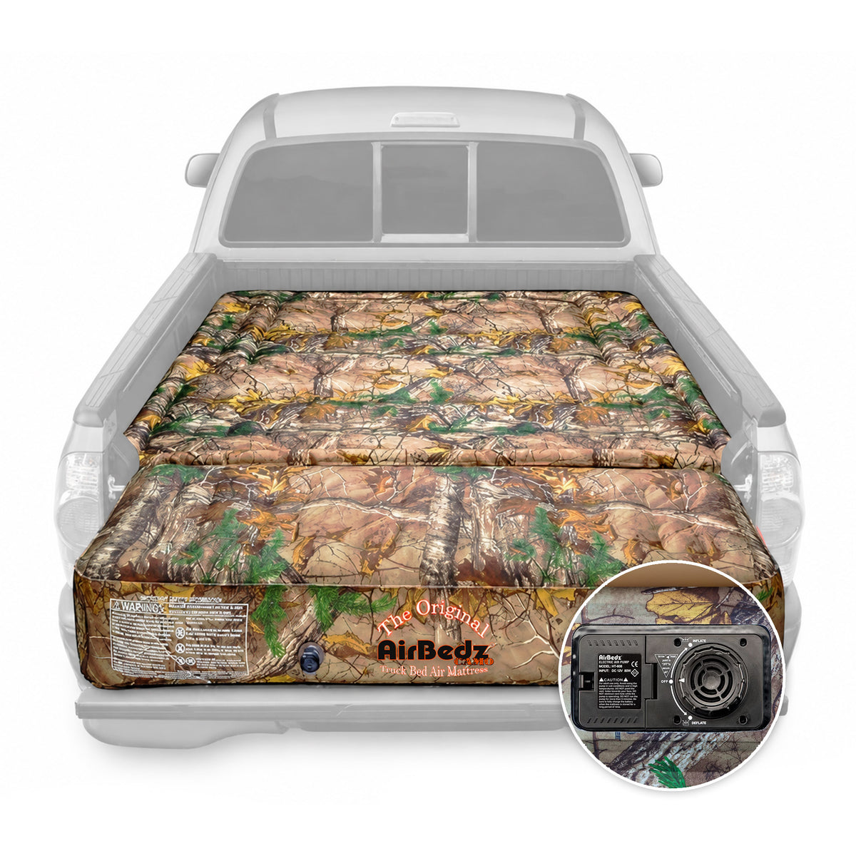 Pittman Outdoors Truck Bed Air Mattress with Pump for Short Truck Beds, 5', Camo - VMInnovations