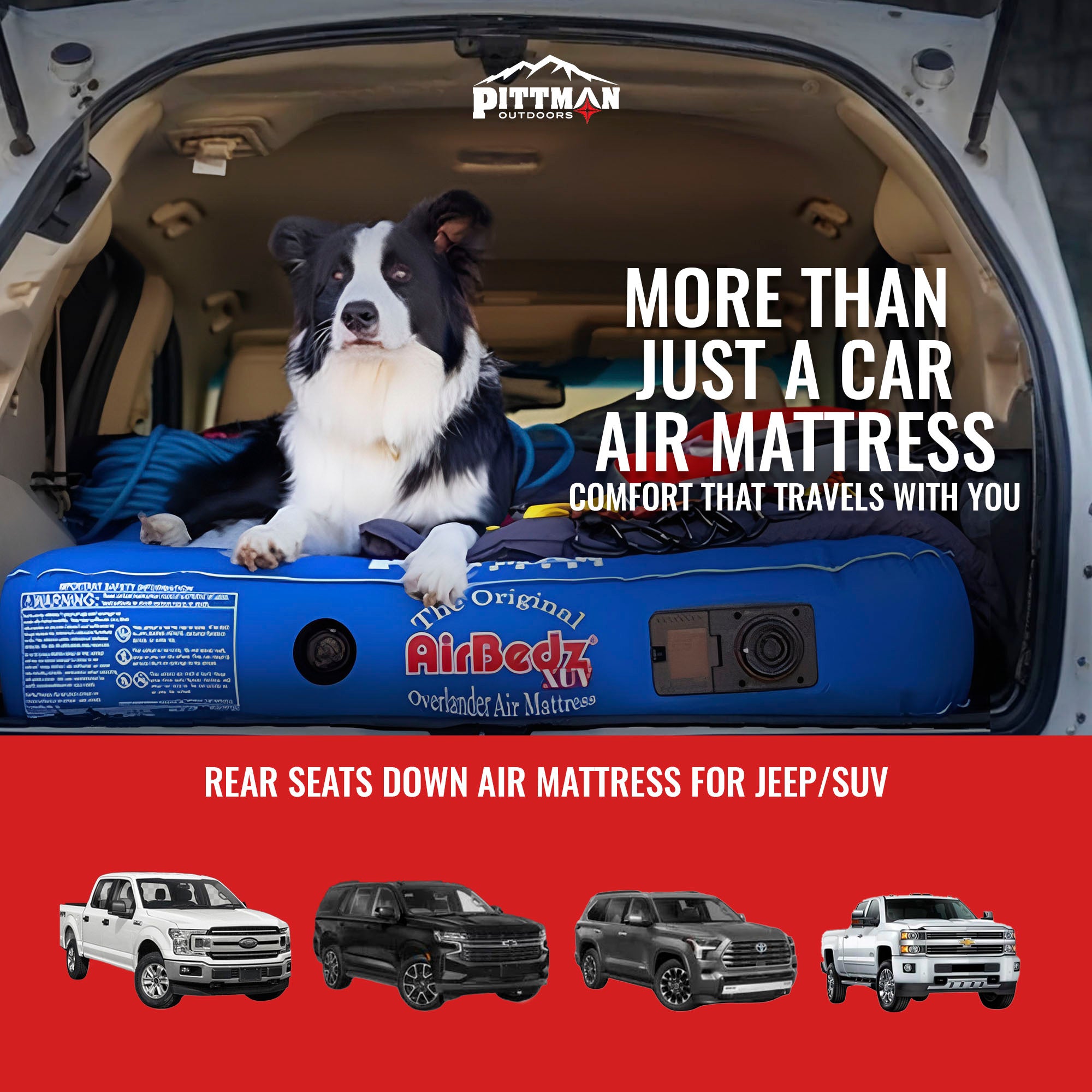 Pittman Outdoors AirBedz Mattress for Jeeps with Built-In Pump & Carry Bag, Blue (Open Box)