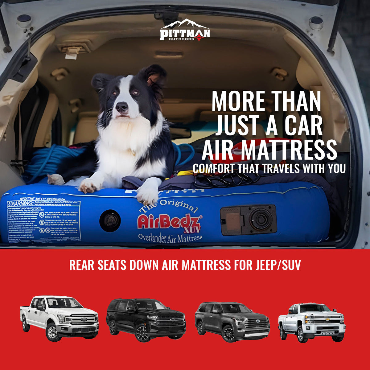 Pittman Outdoors AirBedz Mattress for Jeeps with Built-In Pump & Carry Bag, Blue (Open Box)