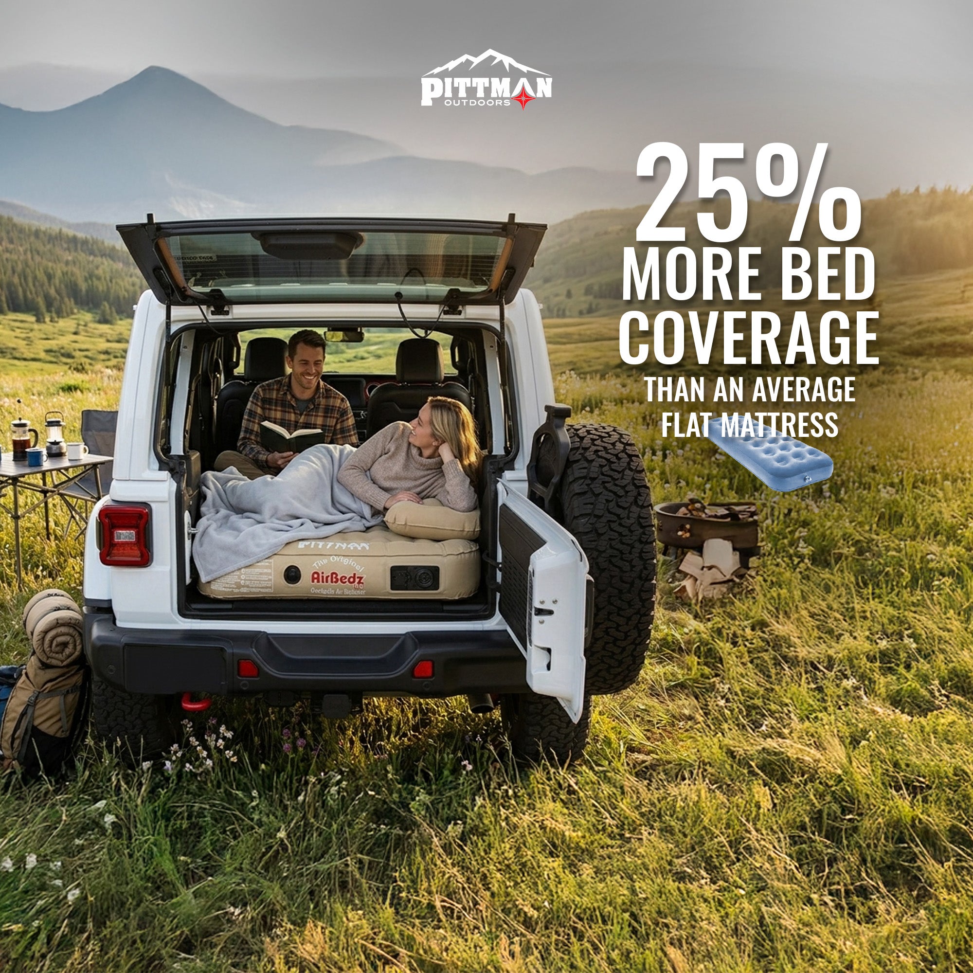 Pittman Outdoors AirBedz Mattress for Jeeps with Built-In Pump & Carry Bag, Tan
