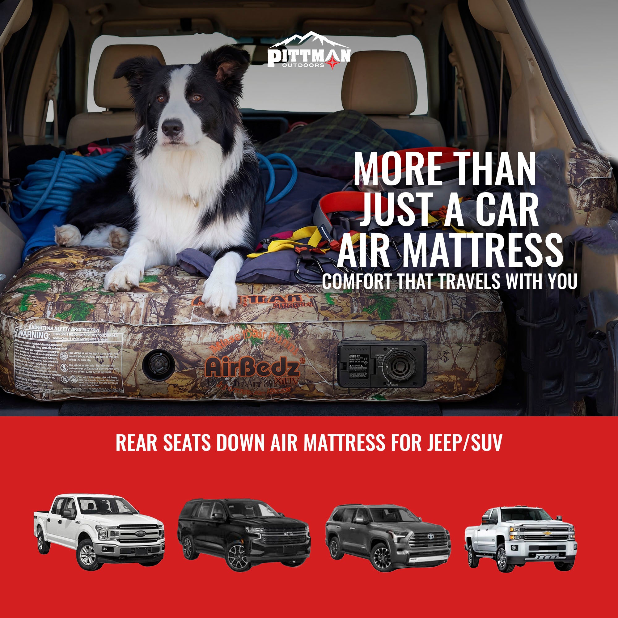 Pittman Outdoors AirBedz Mattress for Jeeps with Built-In Pump & Carry Bag, Camo