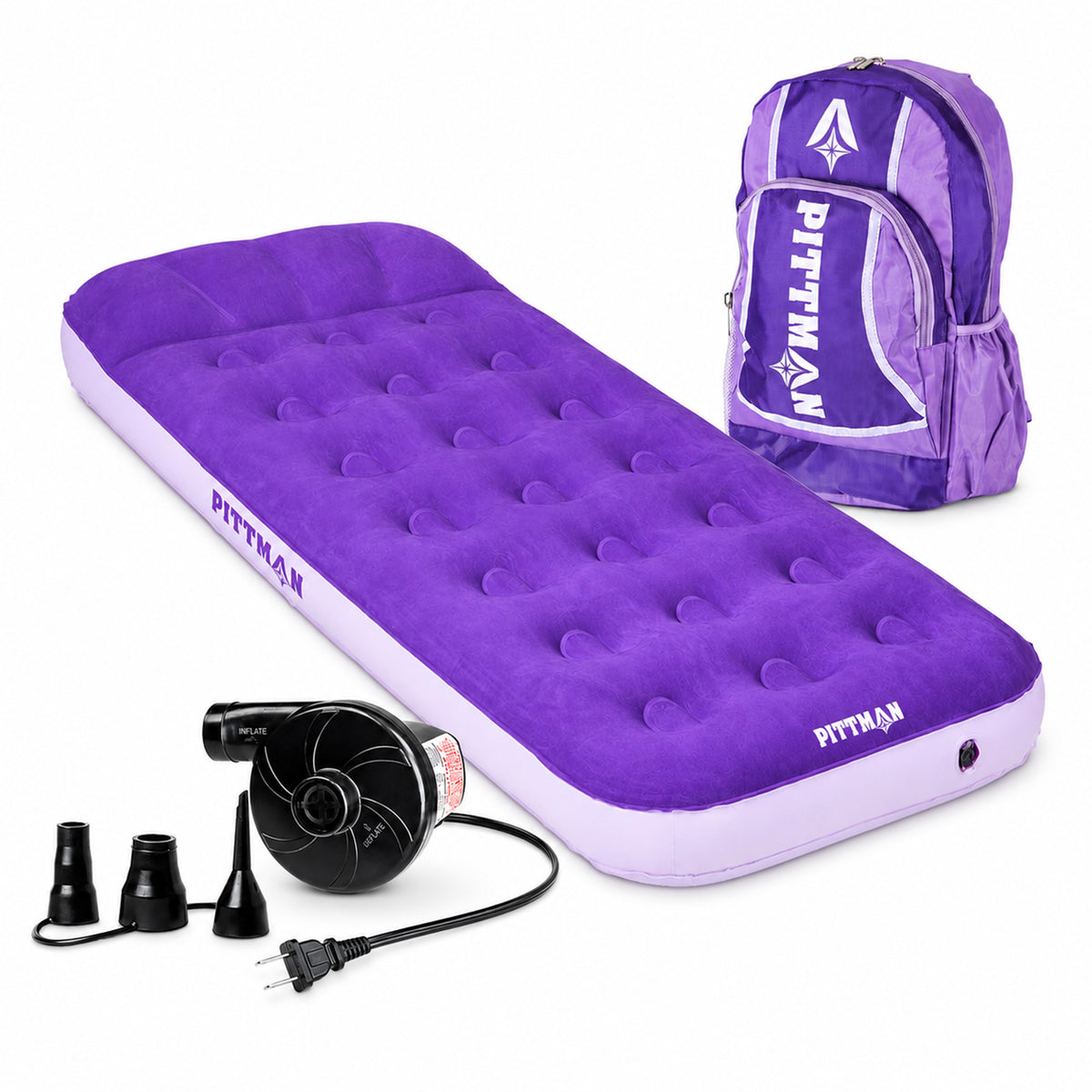Pittman Outdoors Kids Air Mattress, 74" x 30" Air Bed W Pump/Backpack (Open Box)
