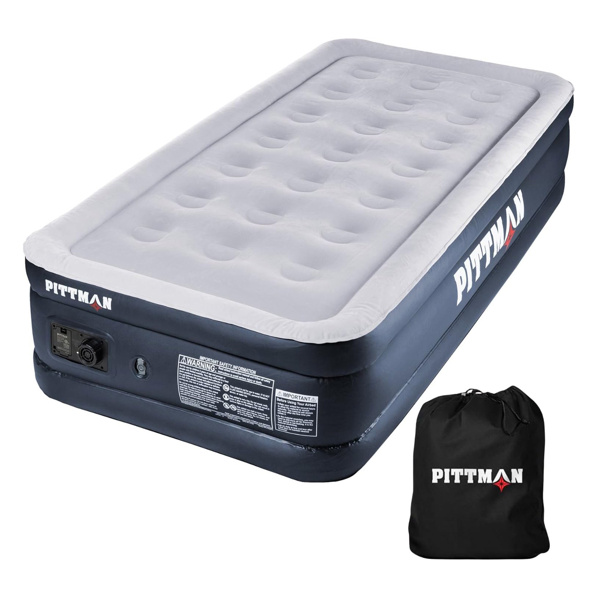 Pittman Outdoors Double High Air Mattress with Built-In Electric Pump, Twin