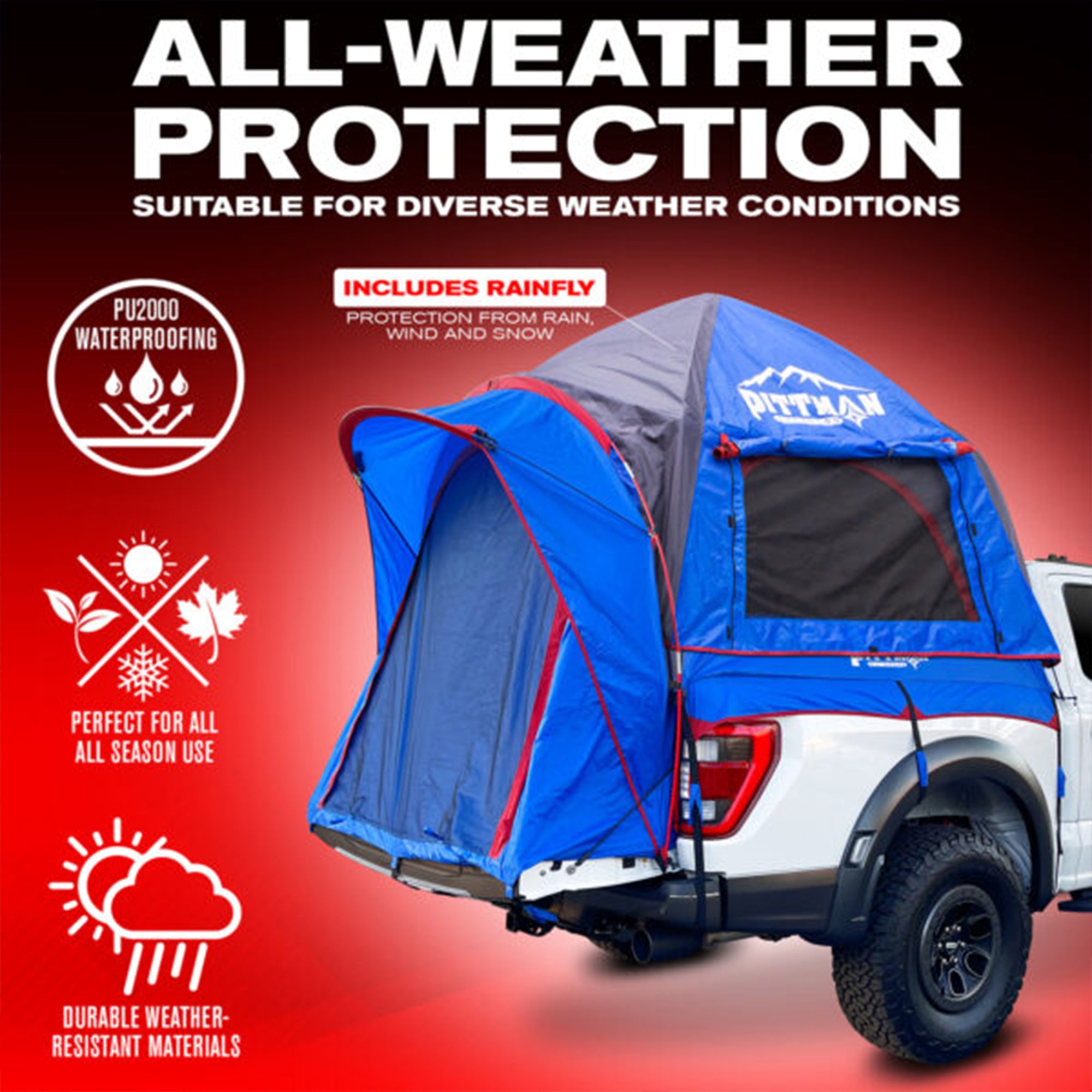 Pittman Truck Bed Tent, Full-Size Pickup Bed Tent w/Rainfly for Camping Open Box - VMInnovations
