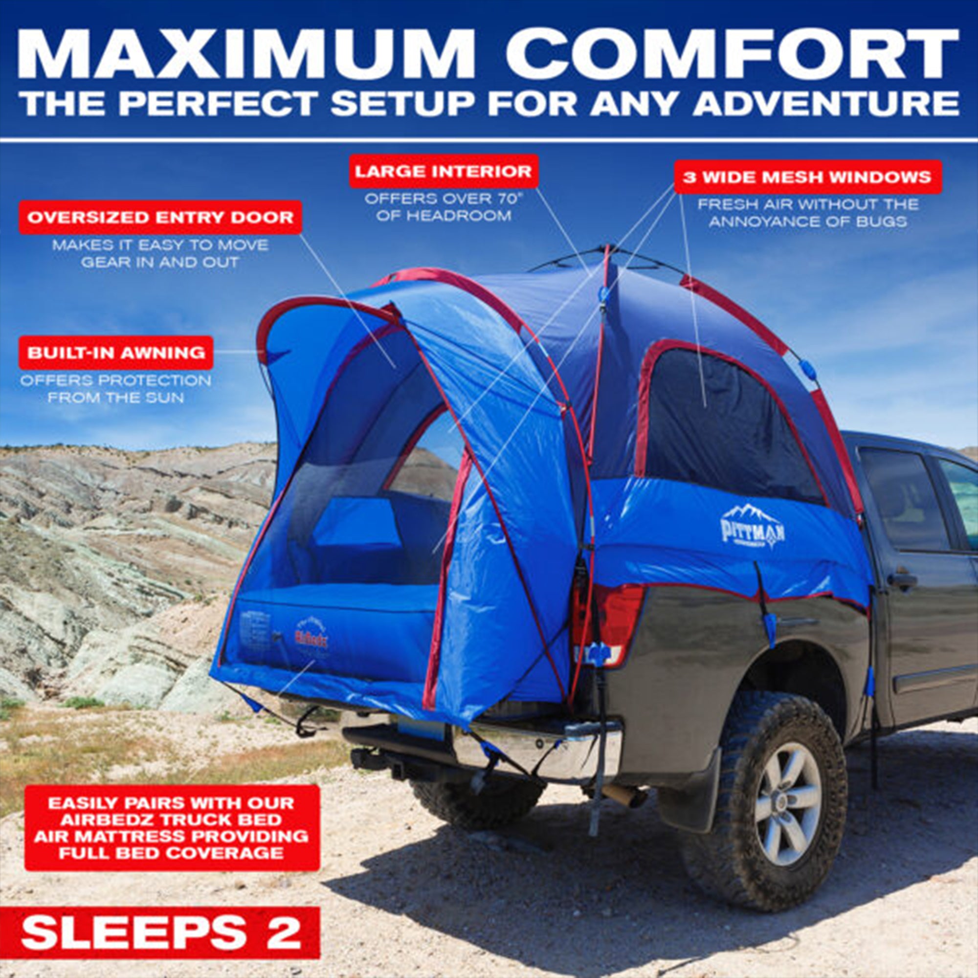 Truck Bed Tent, Full-Size Pickup Bed Tent w/Rainfly for Camping (Used)