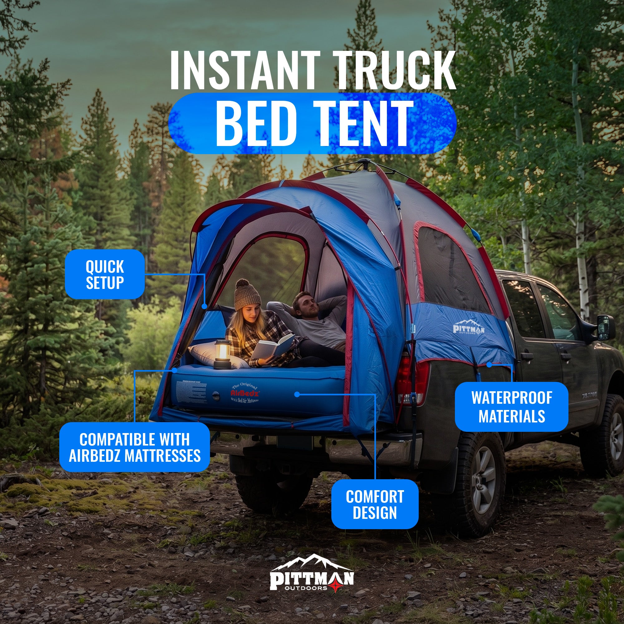 Outdoors Truck Bed Tent, Mid-Size Pickup Bed Tent w/Rainfly for Camping(Open Box