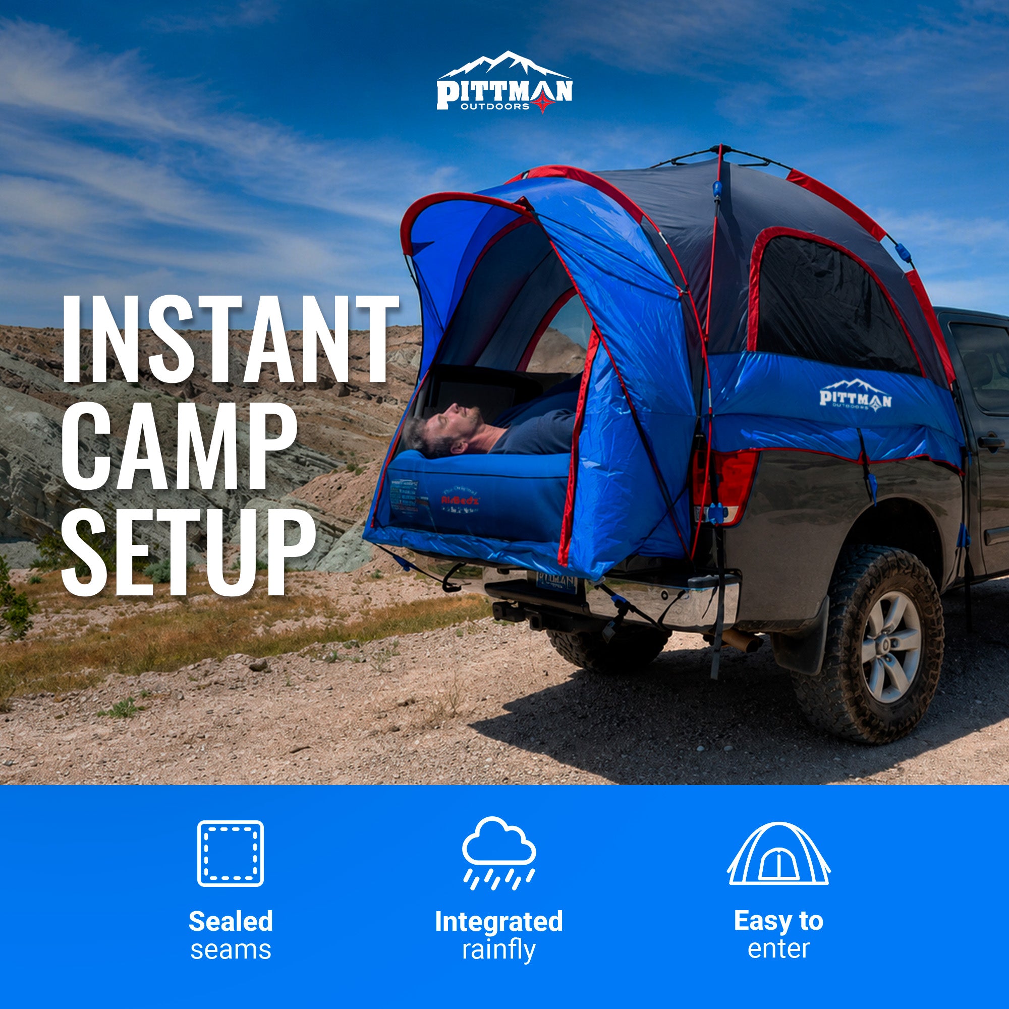 Outdoors Truck Bed Tent, Mid-Size Pickup Bed Tent w/Rainfly for Camping(Open Box