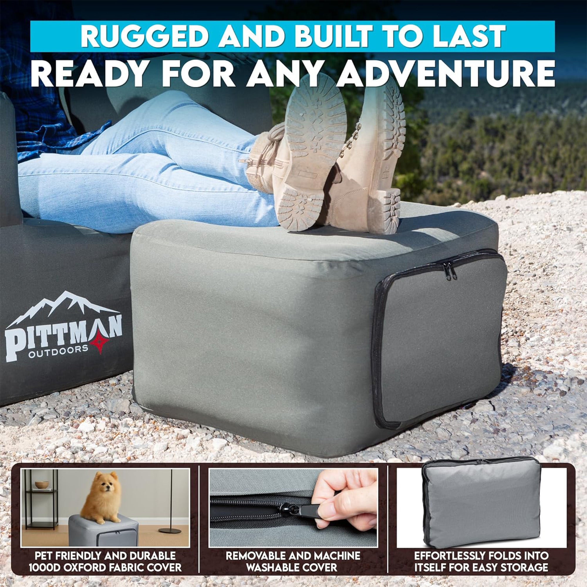 Pittman Outdoors 3 Piece Inflatable Furniture Set with Couch, Chair, and Ottoman - VMInnovations
