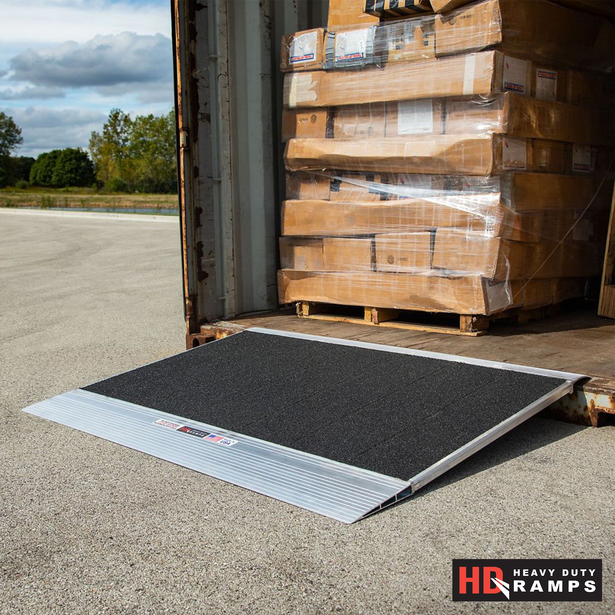 HD Ramps 48" x 36" Aluminum Container Ramp for 4.5" to 8" Lip, 8000 Lb Capacity
