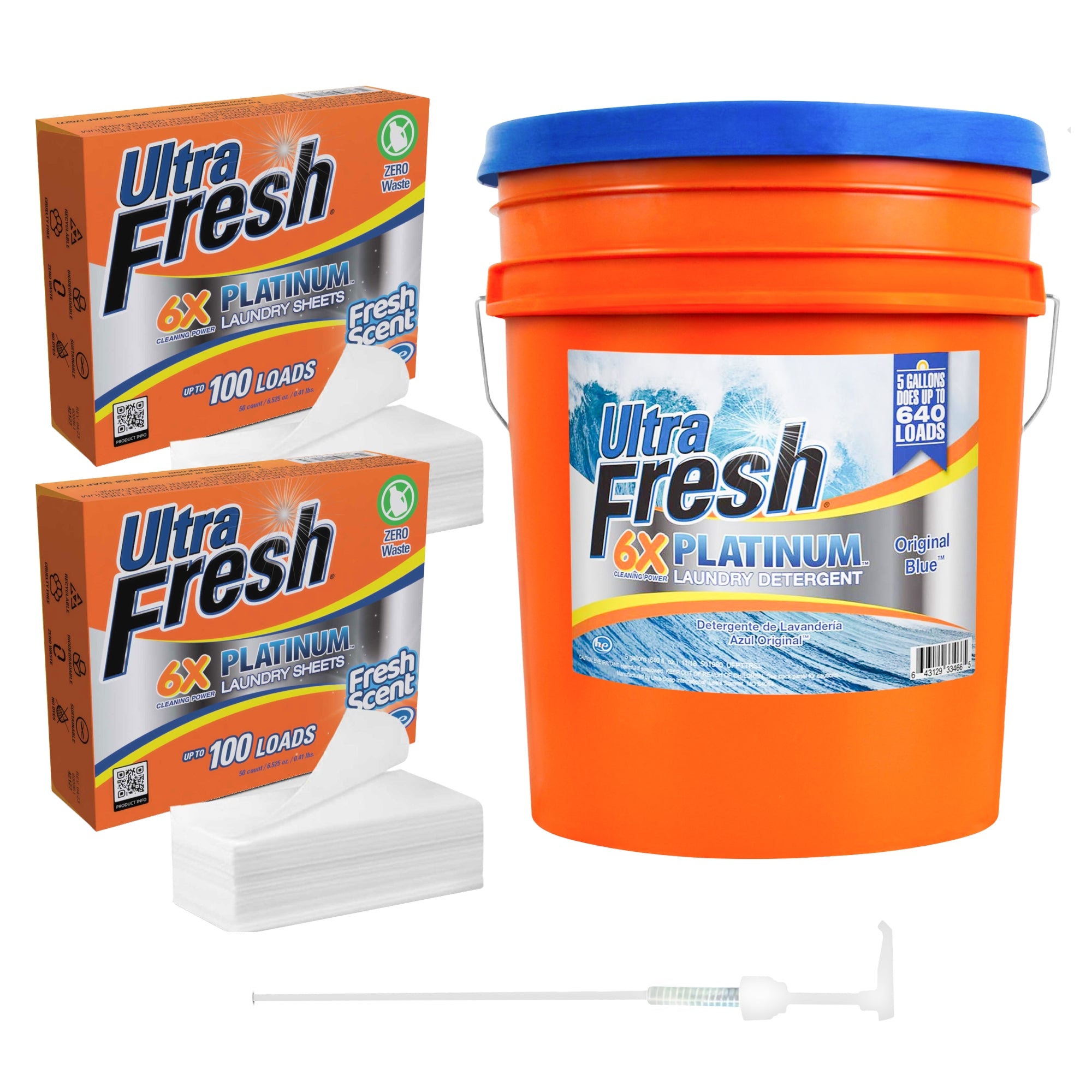 Ultra Fresh 6X Platinum Laundry Detergent & 2 Pack Platinum 6X Laundry Sheets