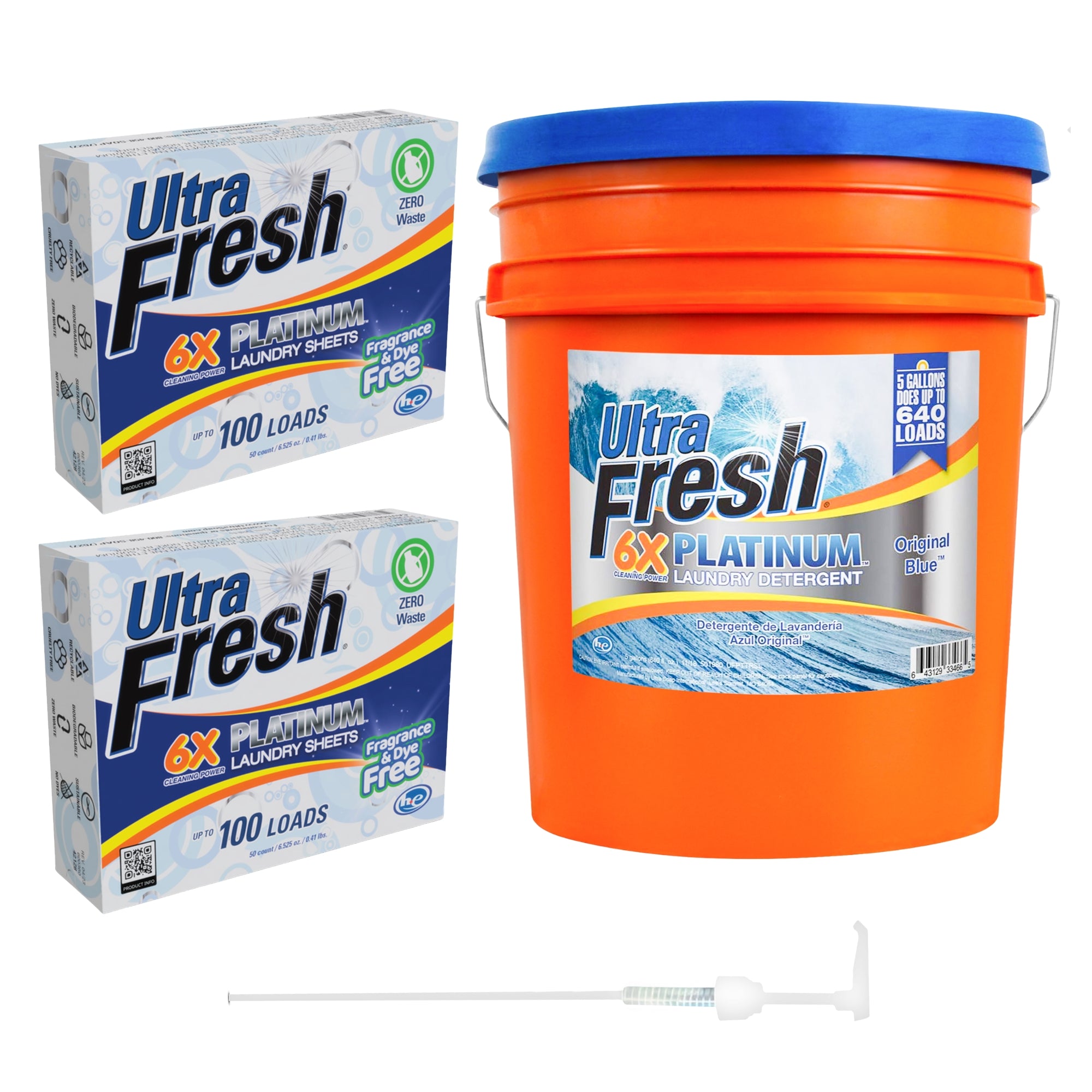 Ultra Fresh 6X Platinum Laundry Detergent & 2 Pack Platinum 6X Laundry Sheets