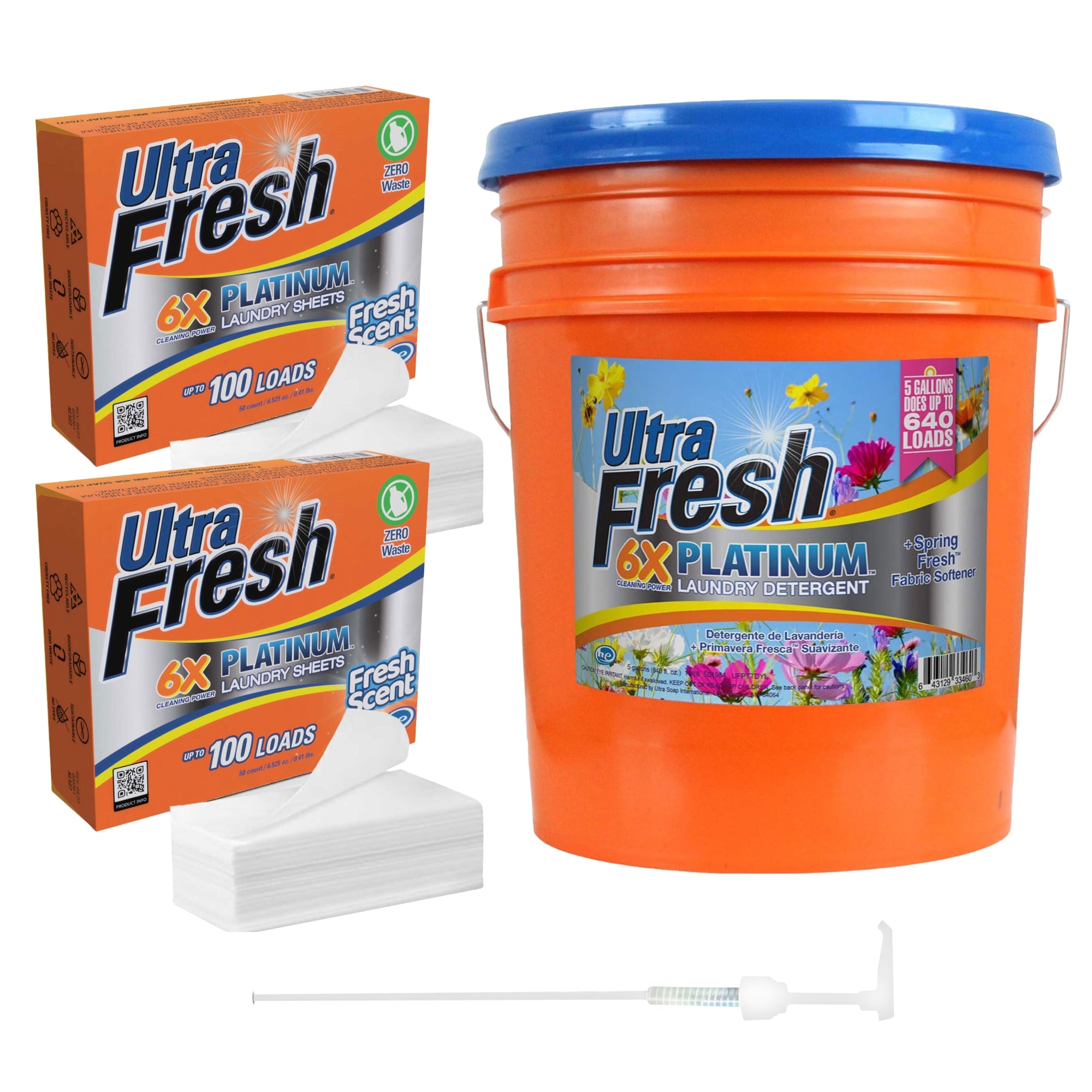 Ultra Fresh 6X Platinum Laundry Detergent & 2 Pack Platinum 6X Laundry Sheets