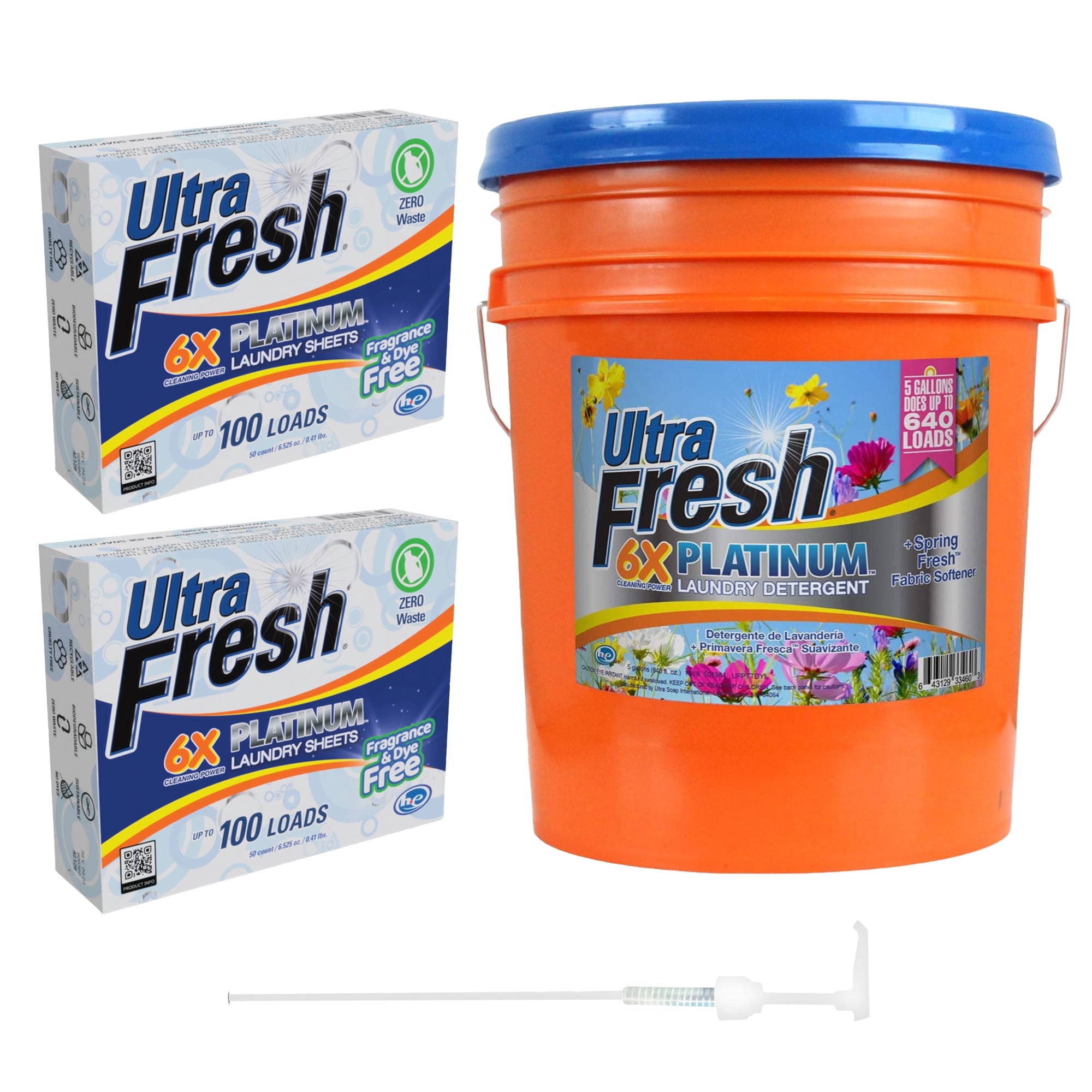 Ultra Fresh 6X Platinum Laundry Detergent & 2 Pack Platinum 6X Laundry Sheets