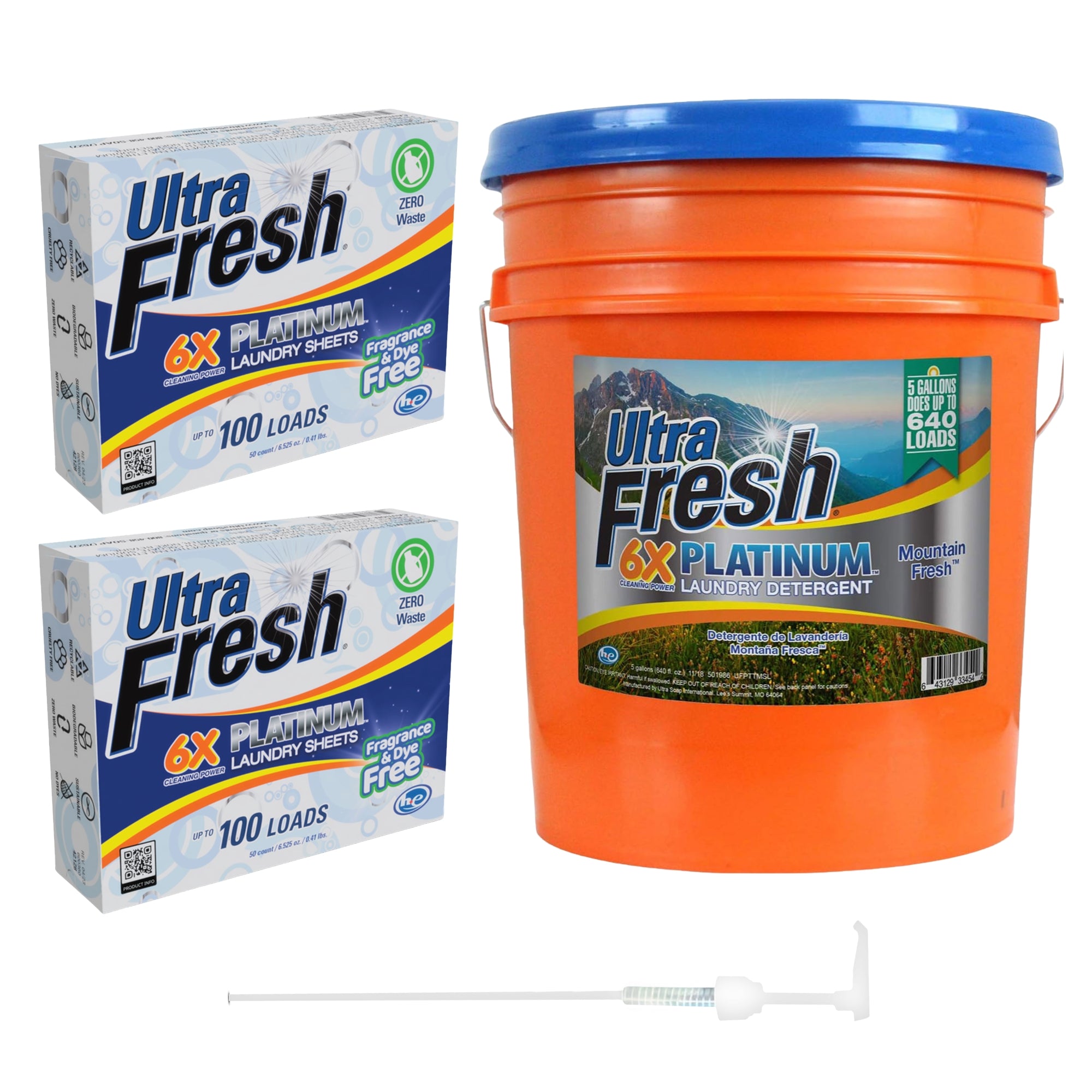 Ultra Fresh 6X Platinum Laundry Detergent & 2 Pack Platinum 6X Laundry Sheets