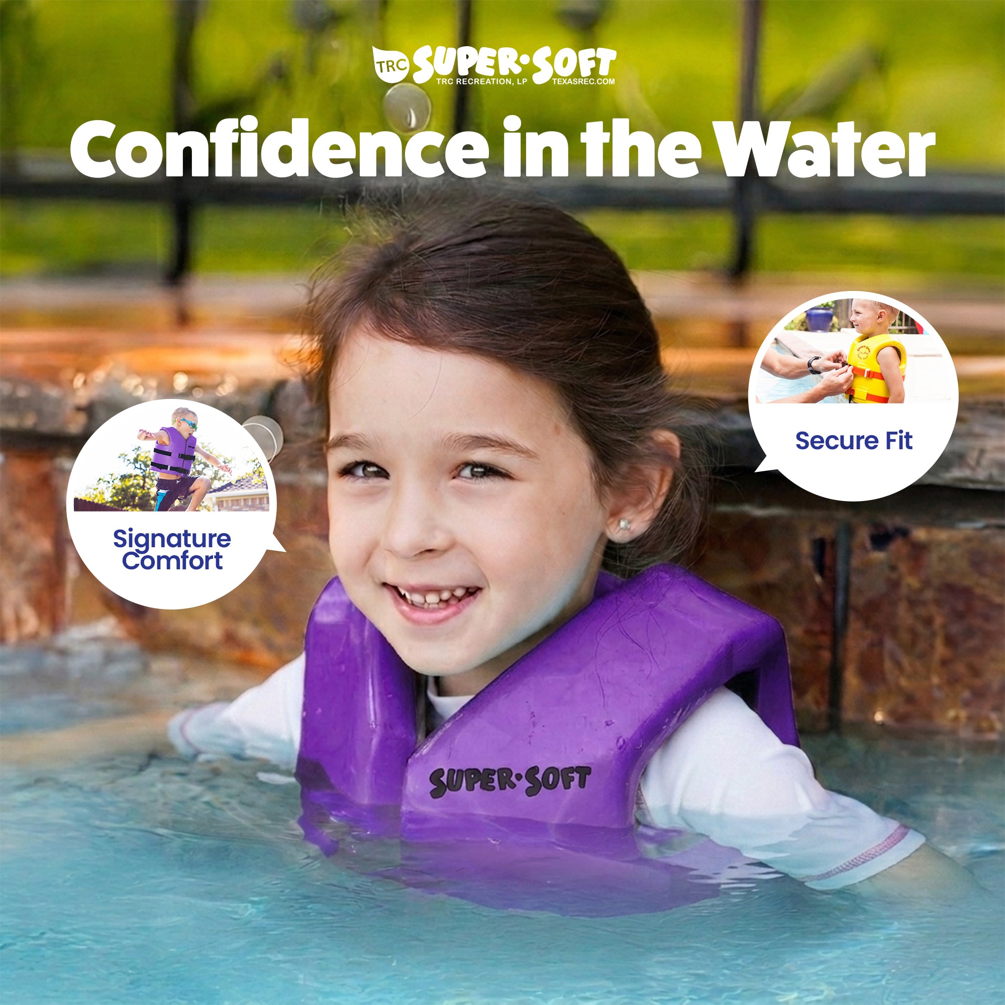 TRC Recreation Super Soft Child Life Jacket Swim Safety Vest, X Small, Purple
