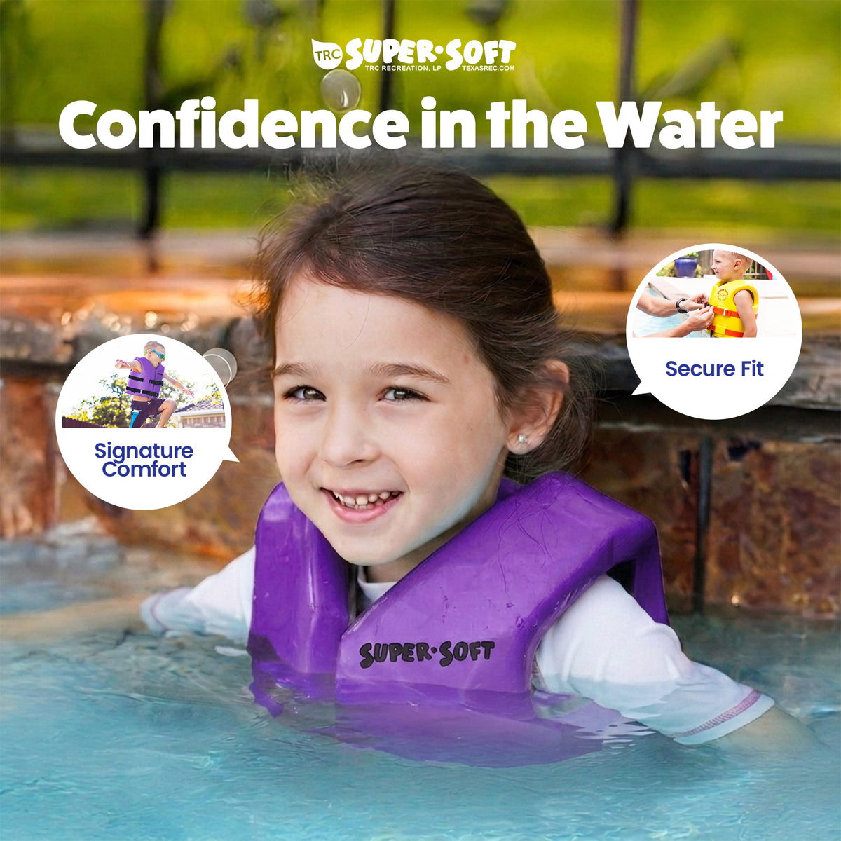TRC Recreation Super Soft Child Life Jacket Swim Safety Vest, X Small, Purple - VMInnovations