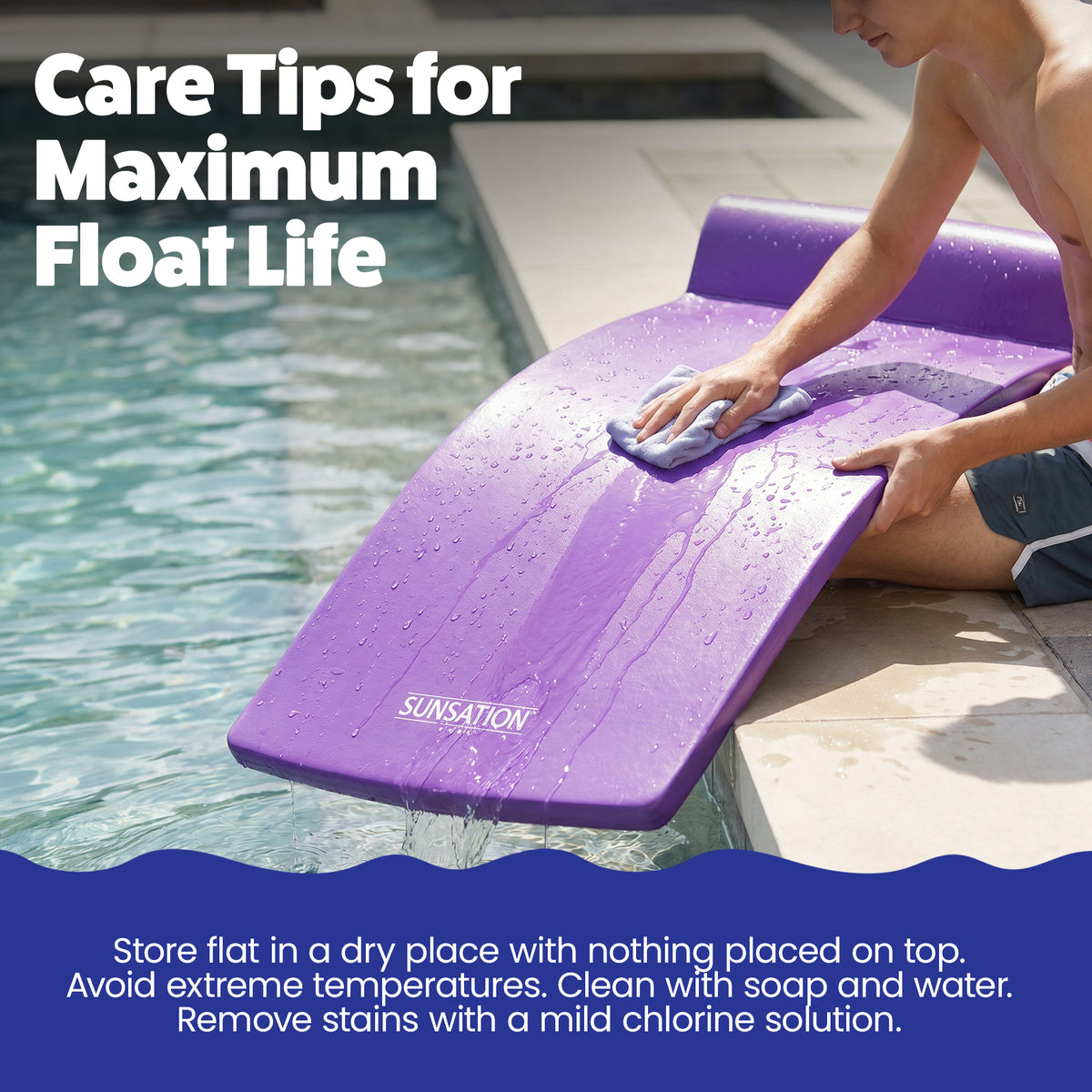 TRC Recreation Sunsation 1.75" Thick Foam Lounger Swimming Pool Float, Purple - VMInnovations